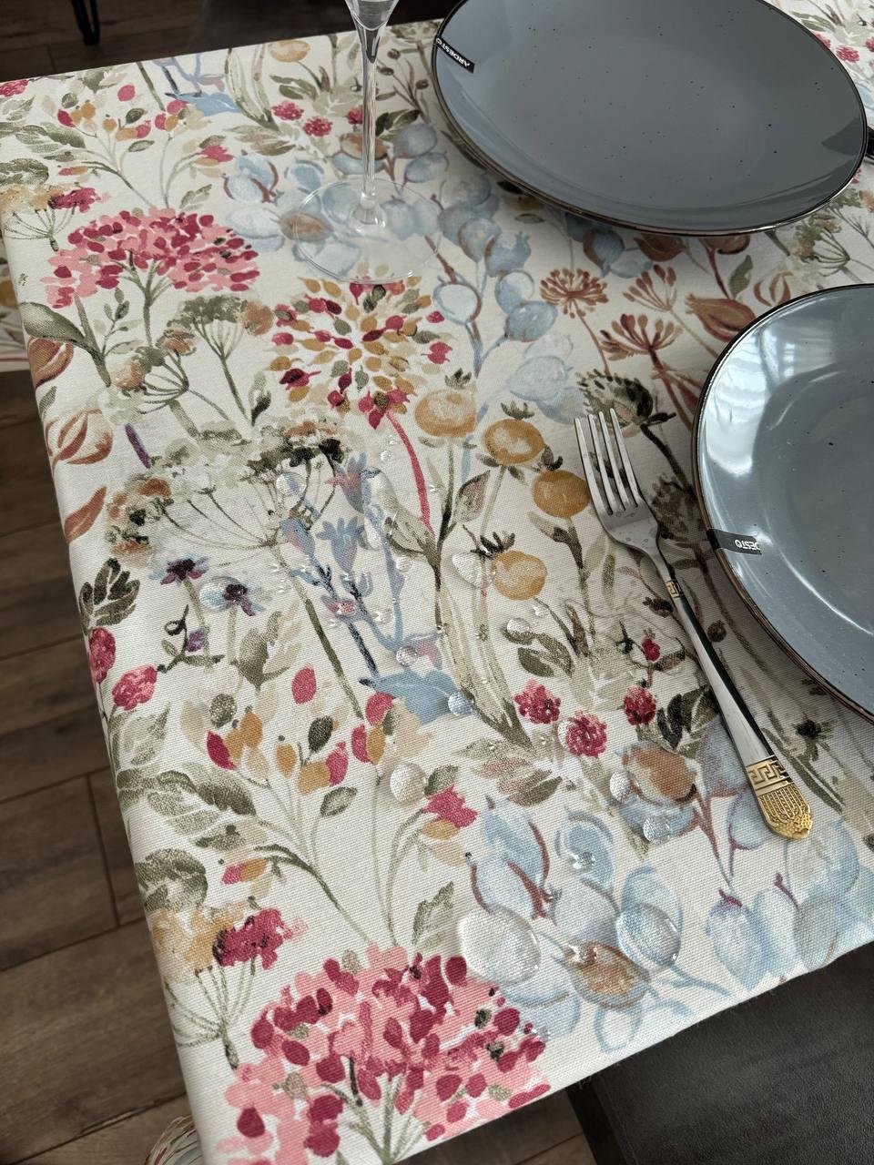 Linen waterproof tablecloth with Teflon, Geometry collection, luxury quality (custom or standard size)