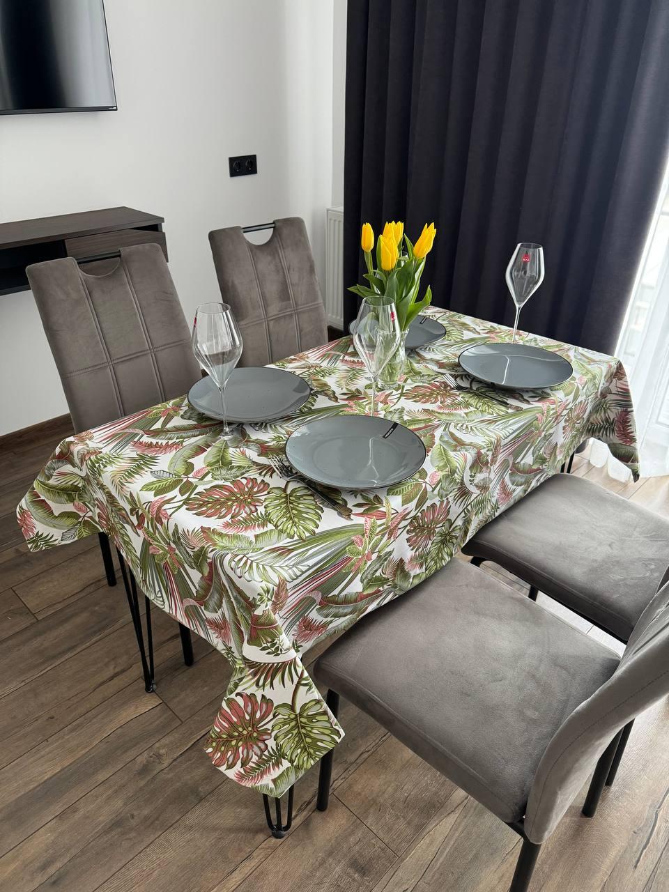 Linen waterproof tablecloth with Teflon, Geometry collection, luxury quality (custom or standard size)