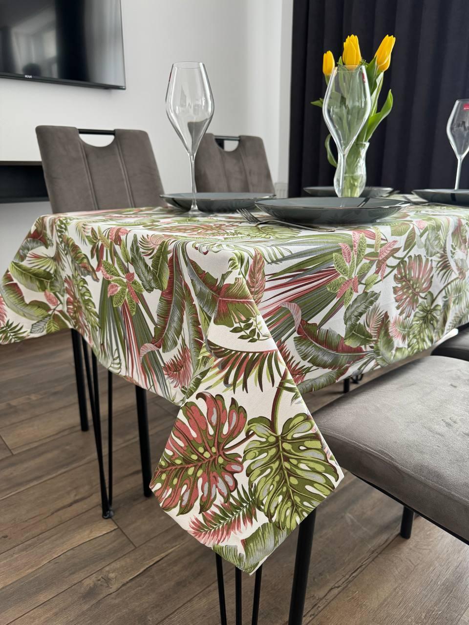 Linen waterproof tablecloth with Teflon, Geometry collection, luxury quality (custom or standard size)