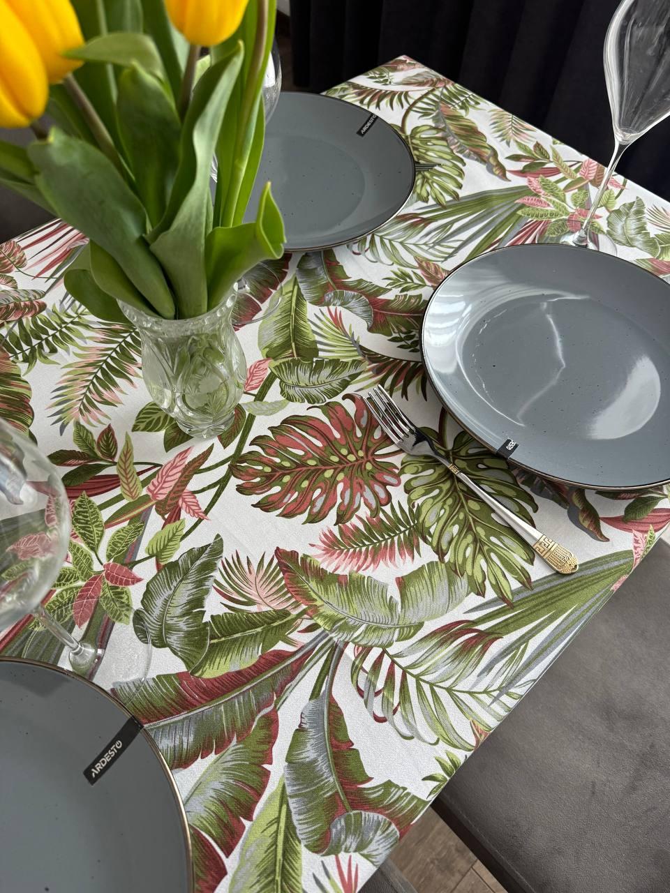 Linen waterproof tablecloth with Teflon, Geometry collection, luxury quality (custom or standard size)