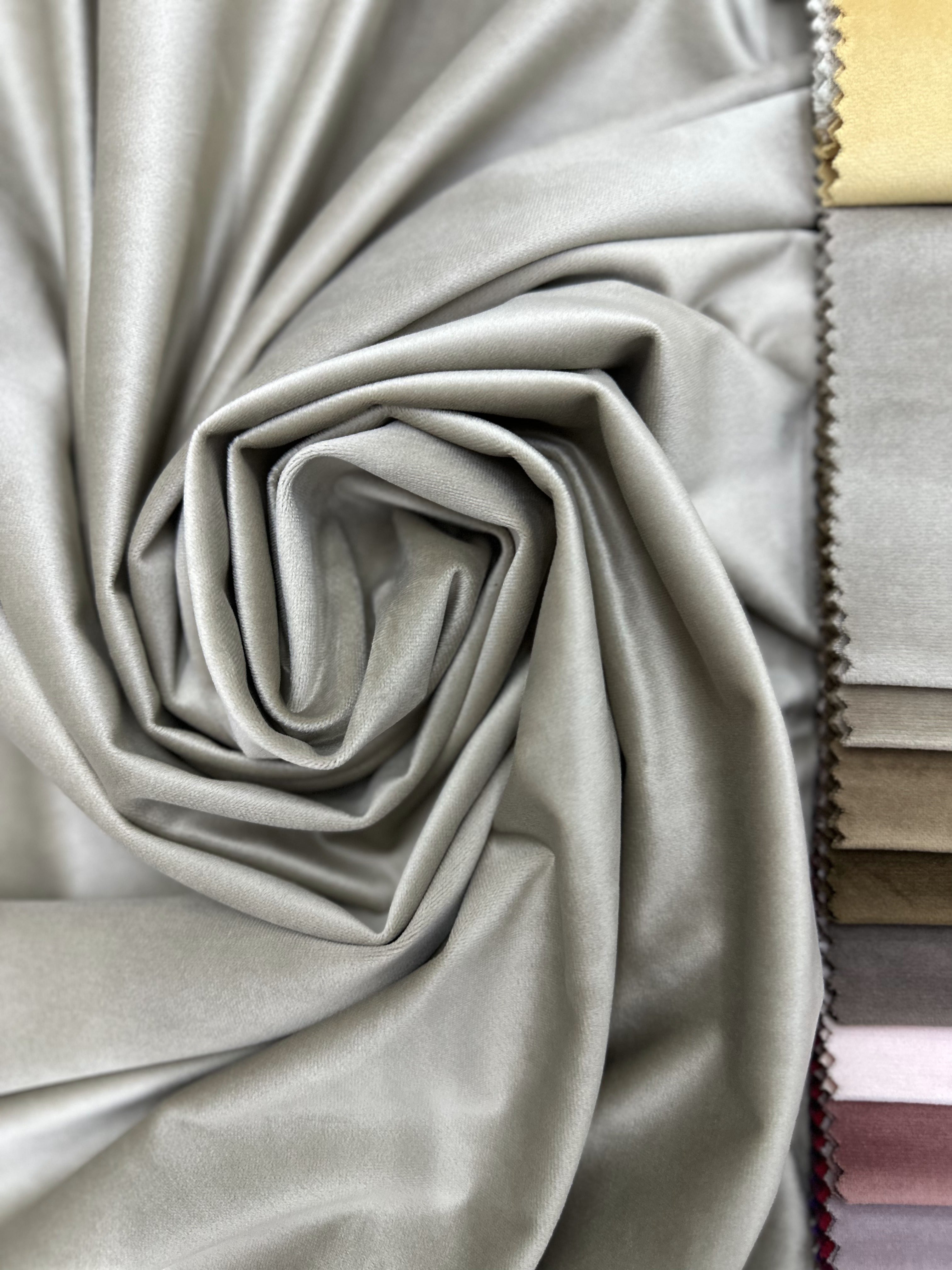 Velvet plain curtains, gray-beige color