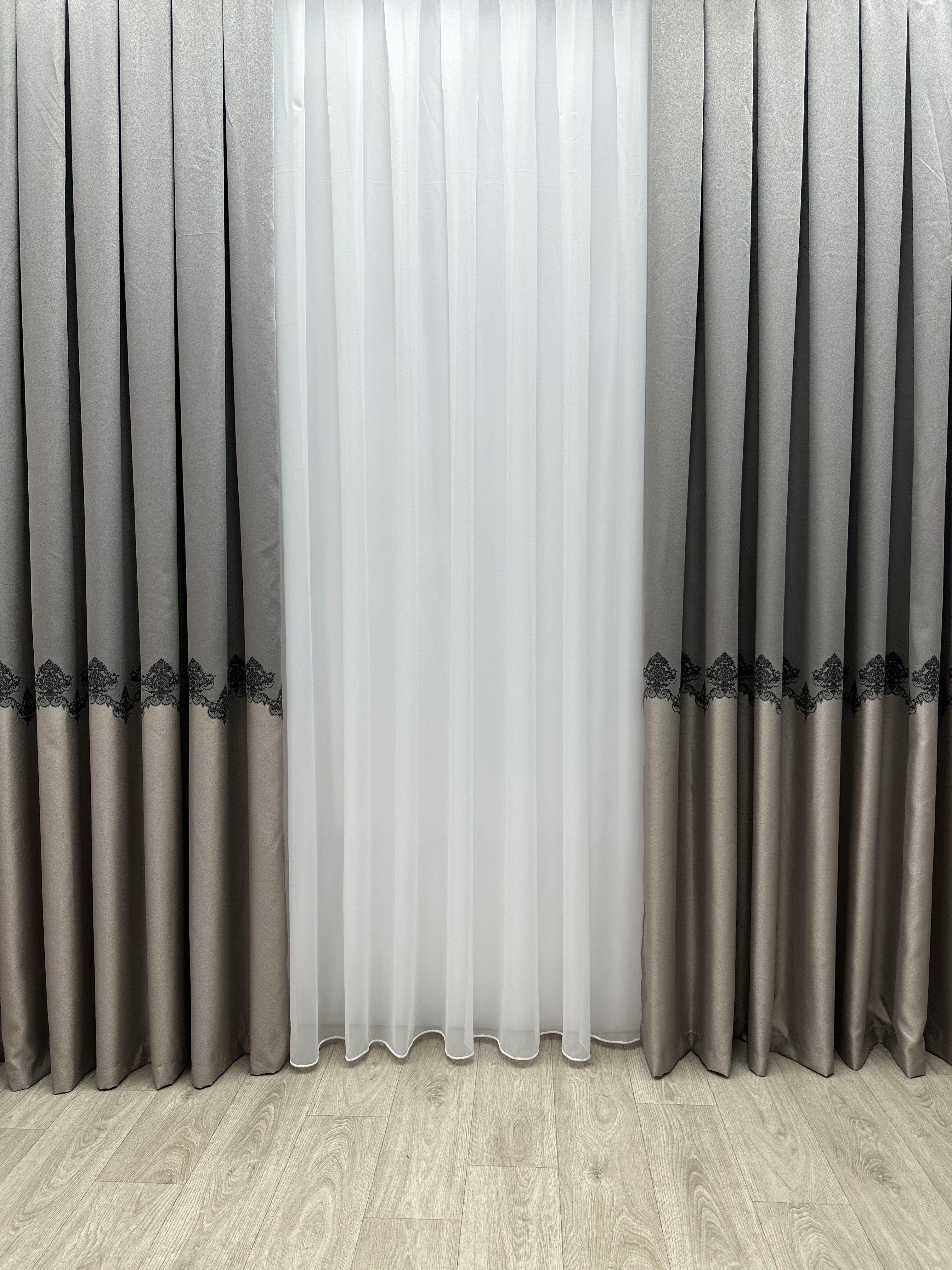 Premium quality curtain with a peephole “Royal”, gray color