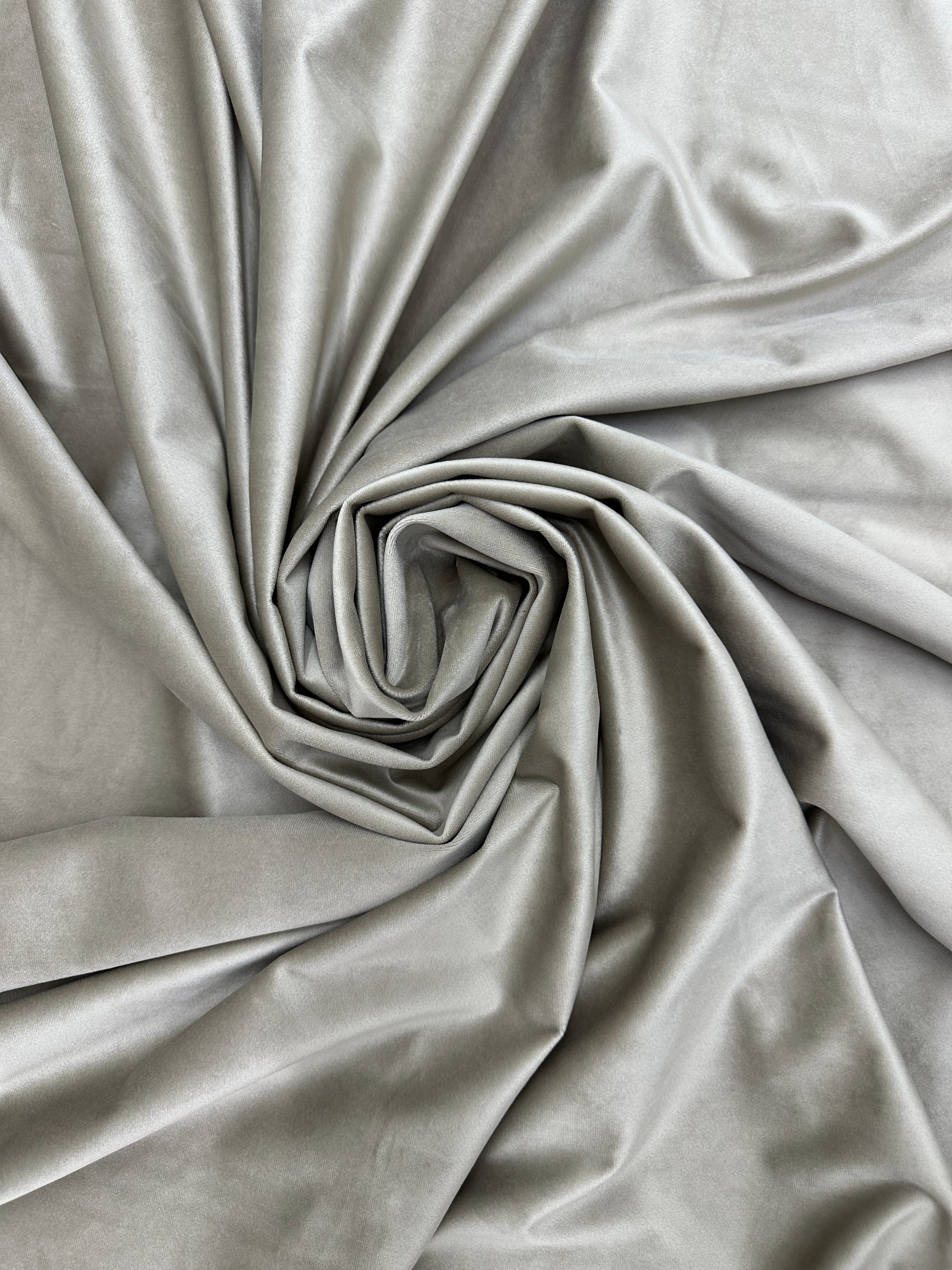 Velvet plain curtains, gray-beige color