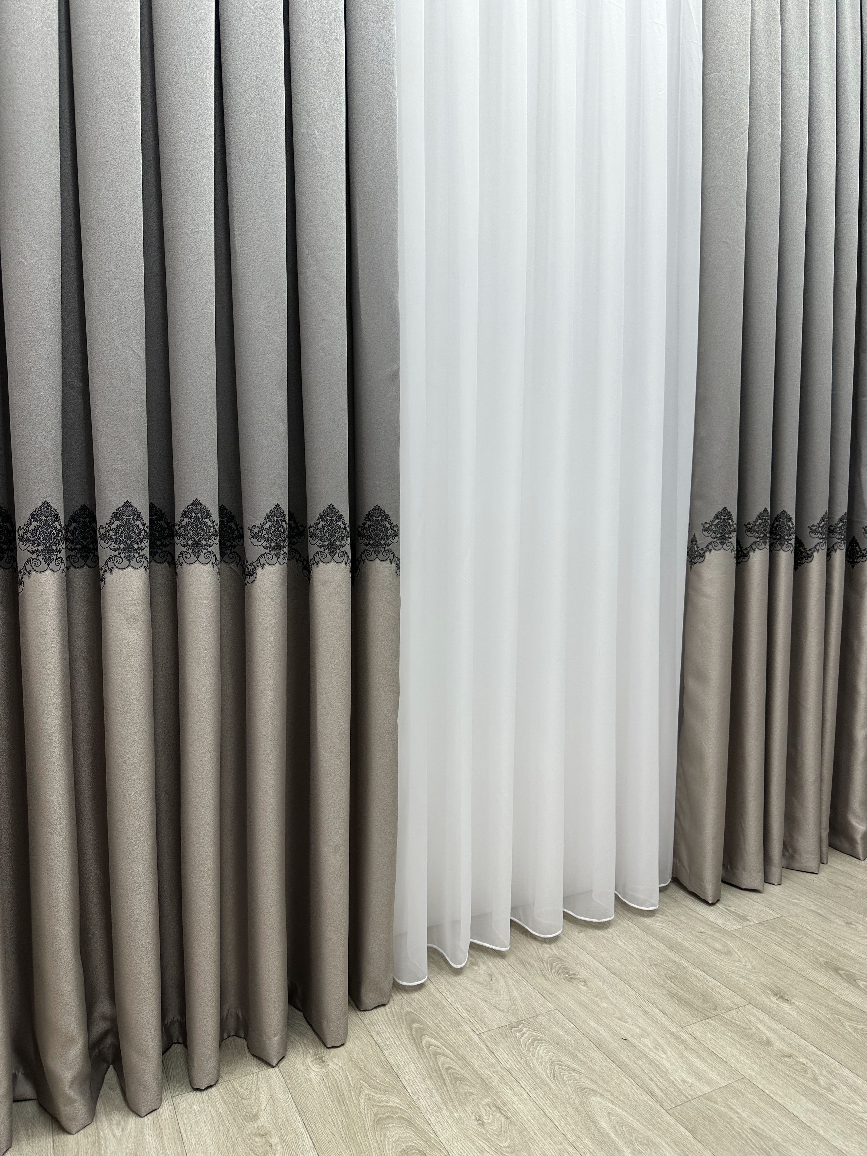 Premium quality curtain with a peephole “Royal”, gray color