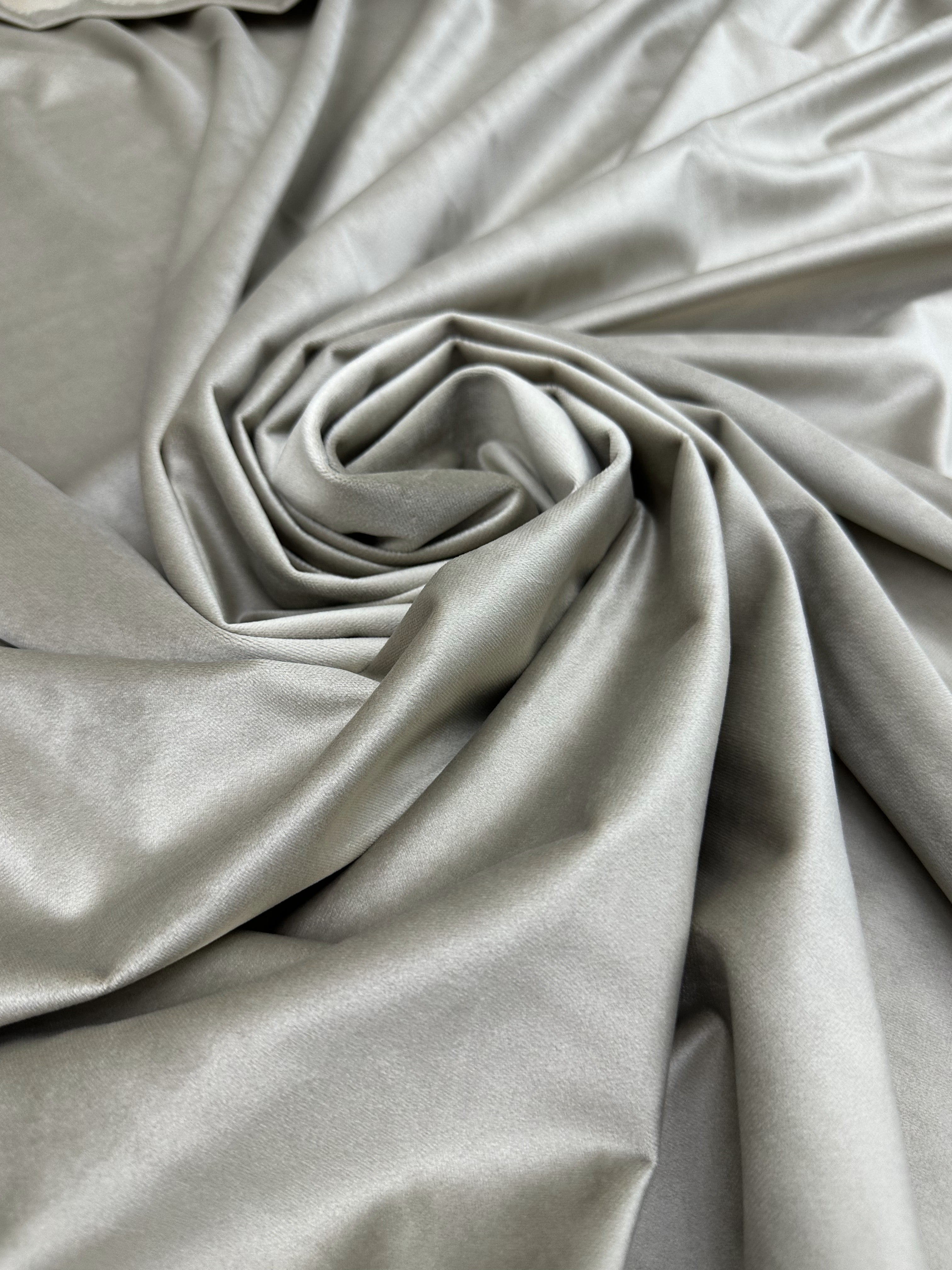 Velvet plain curtains, gray-beige color