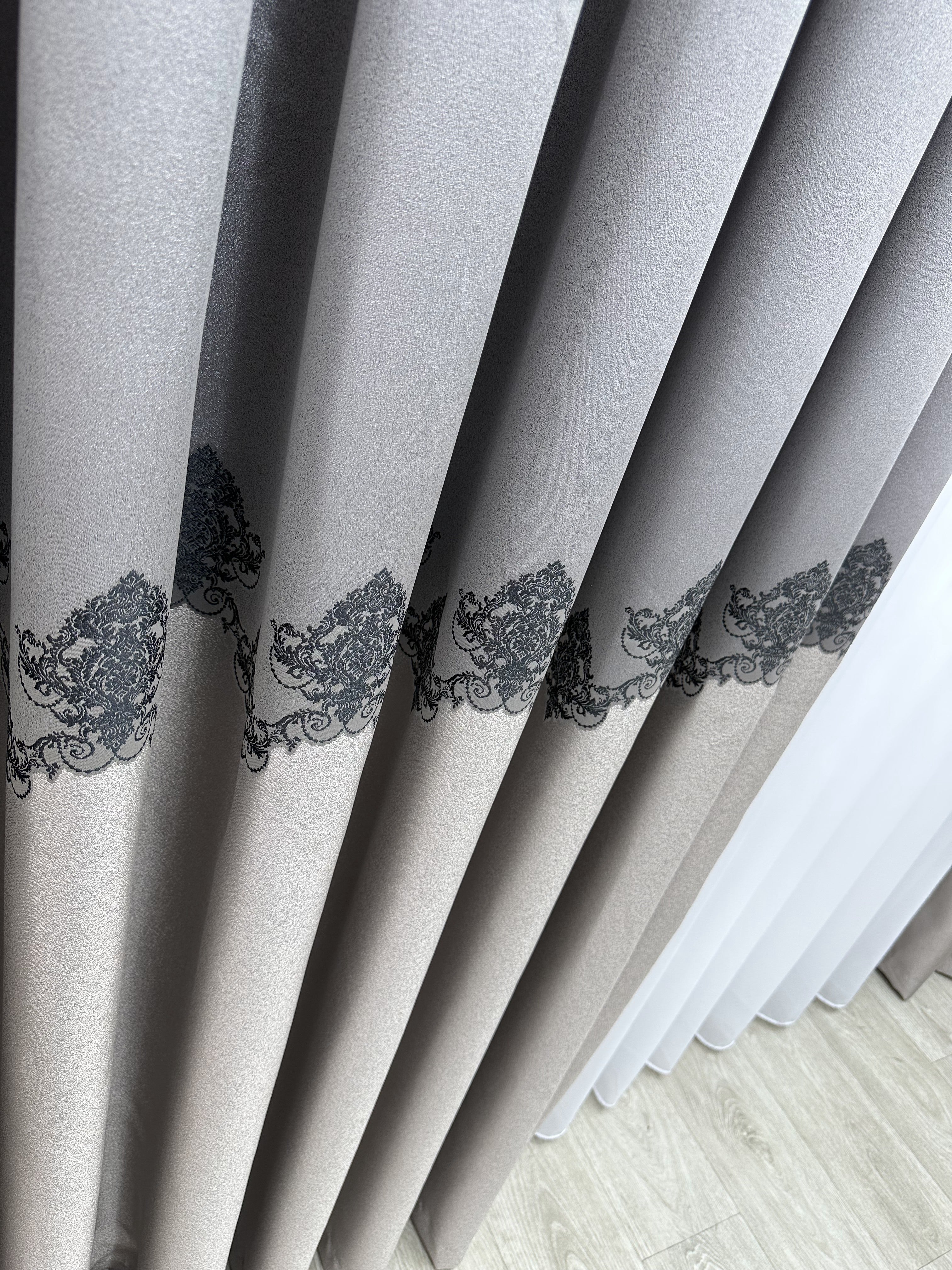 Premium quality curtain with a peephole “Royal”, gray color