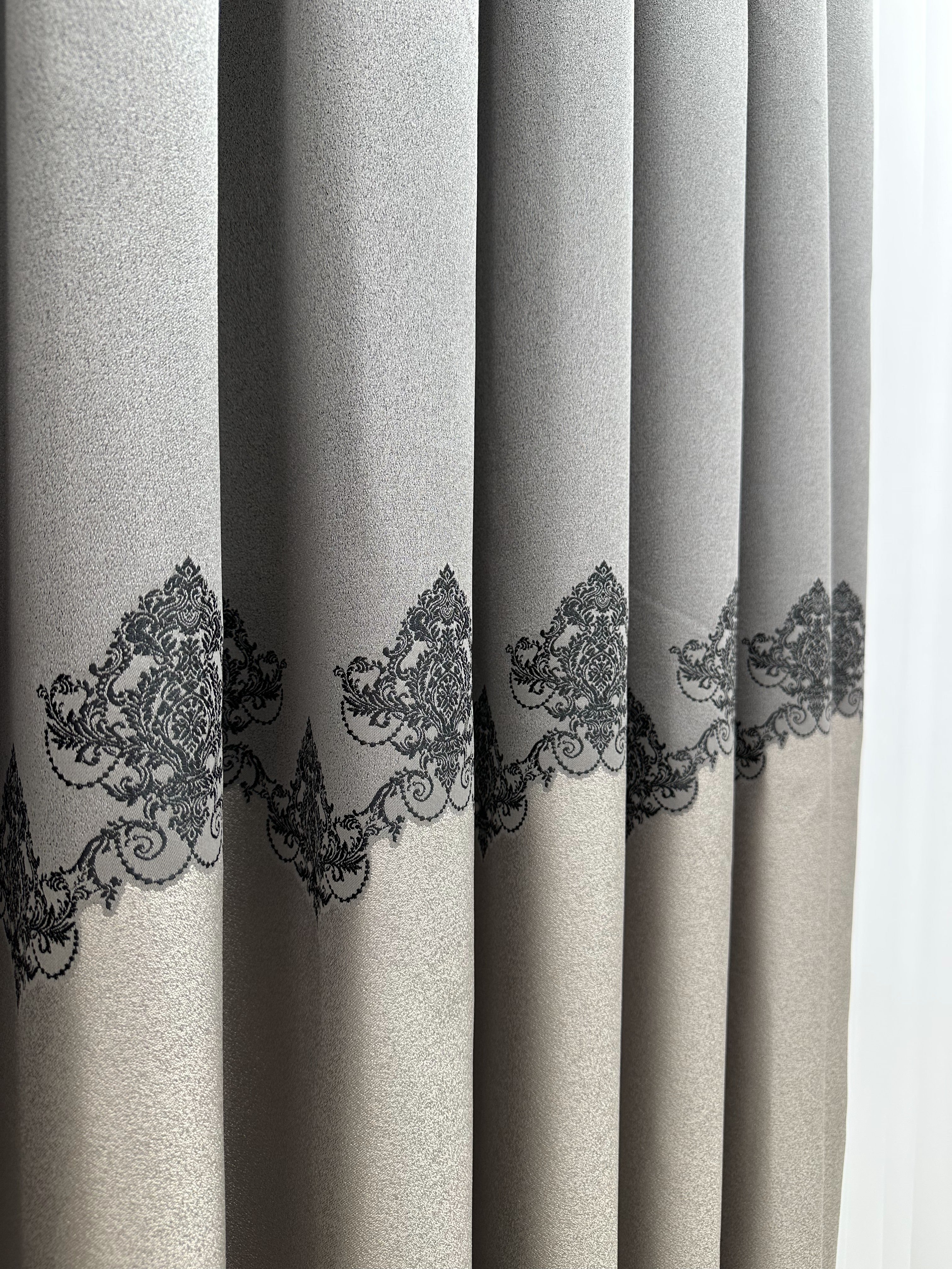 Premium quality curtain with a peephole “Royal”, gray color