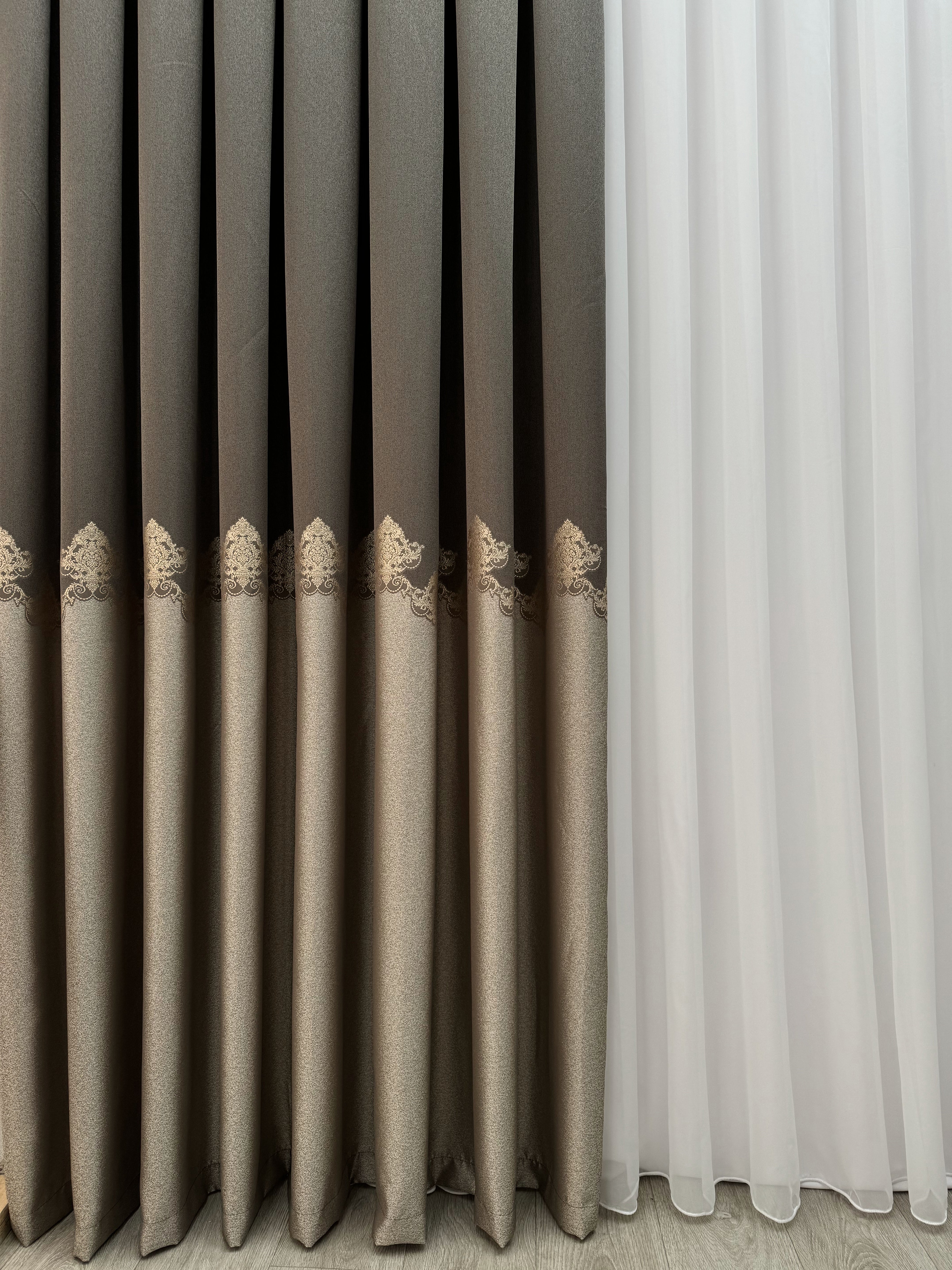 Premium quality curtain with a peephole “Royal”, brown color