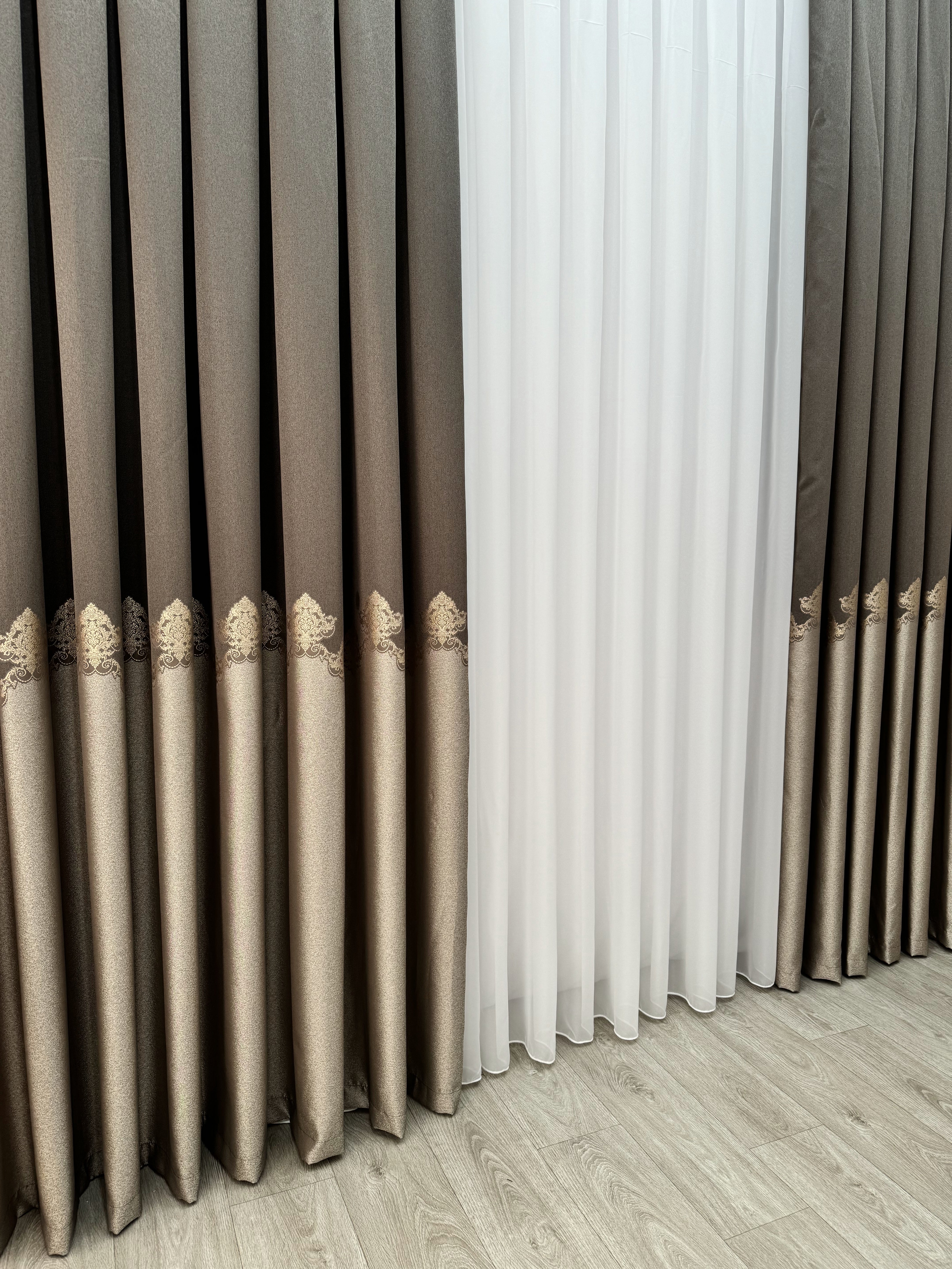 Premium quality curtain with a peephole “Royal”, brown color