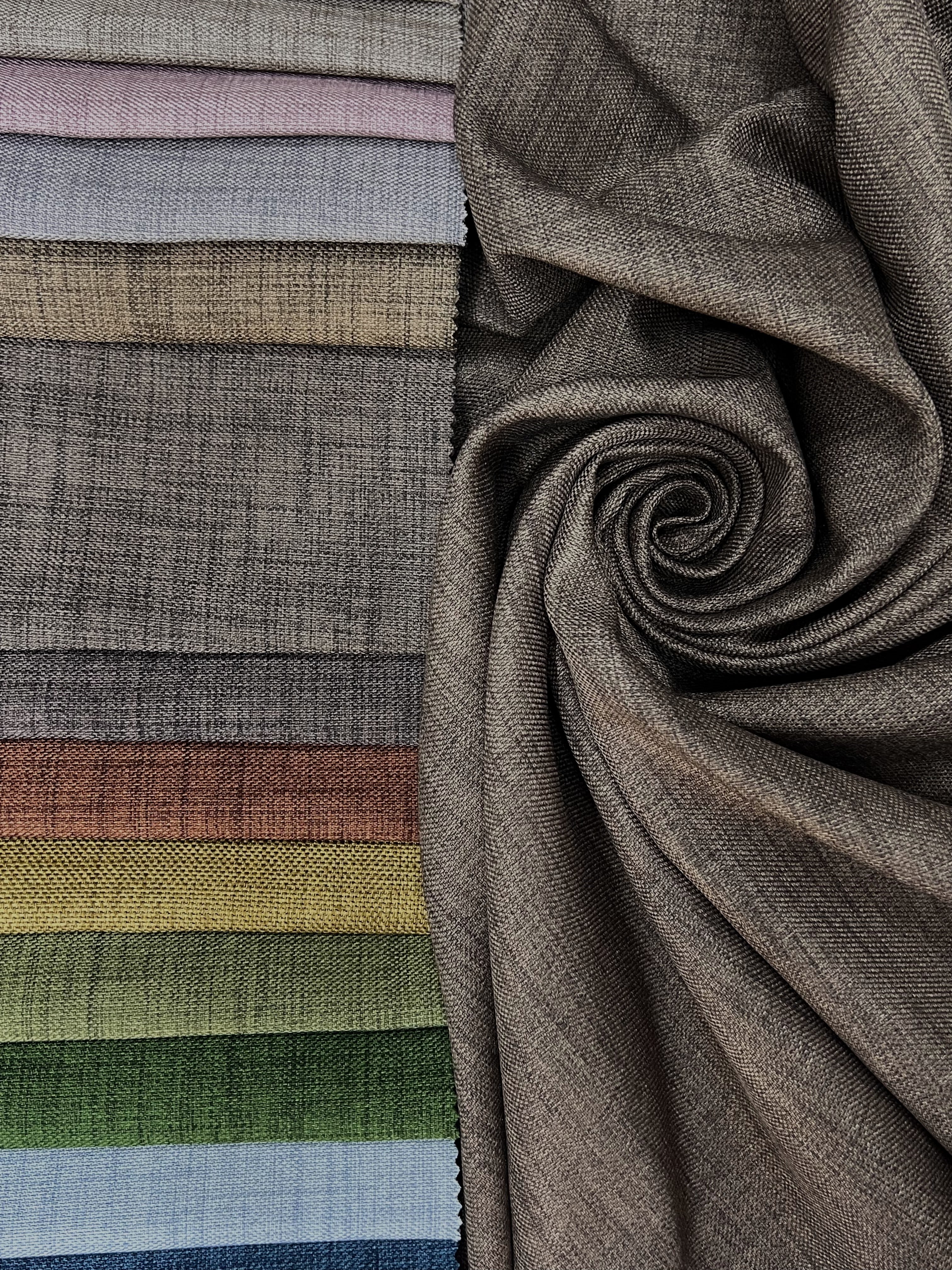 Plain linen curtain with blackout lining, brown color