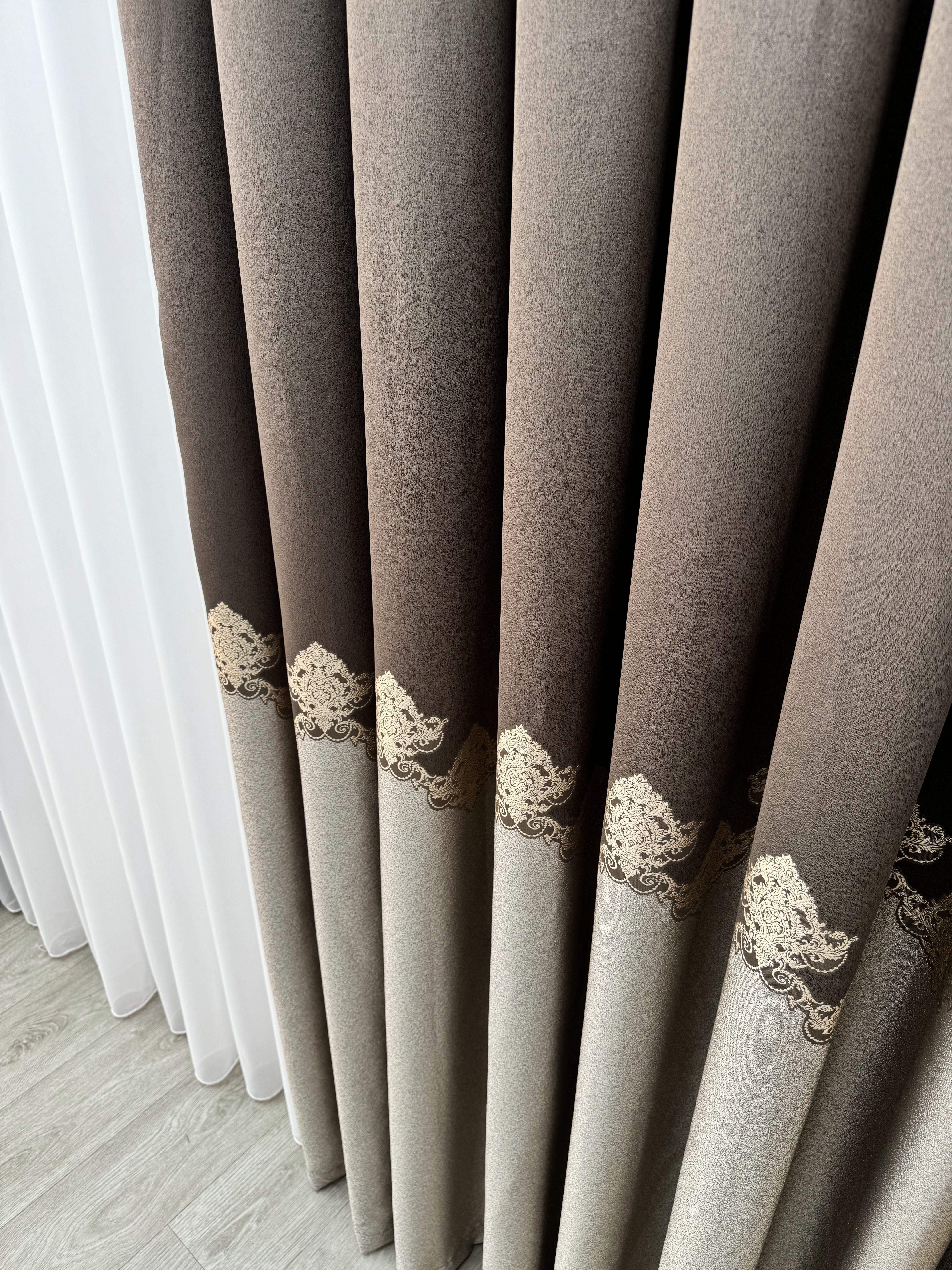 Premium quality curtain with a peephole “Royal”, brown color