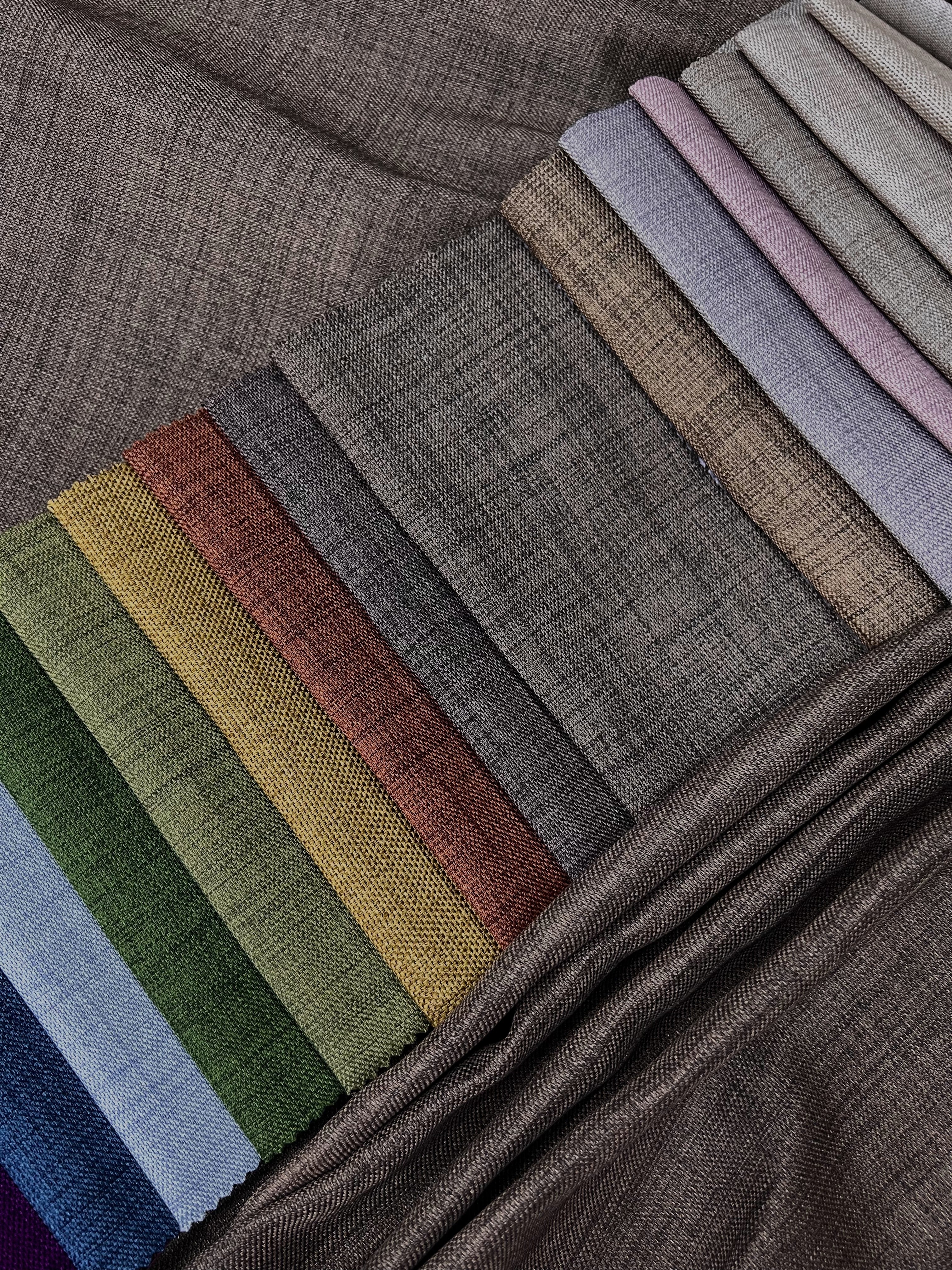 Plain linen curtain with blackout lining, brown color