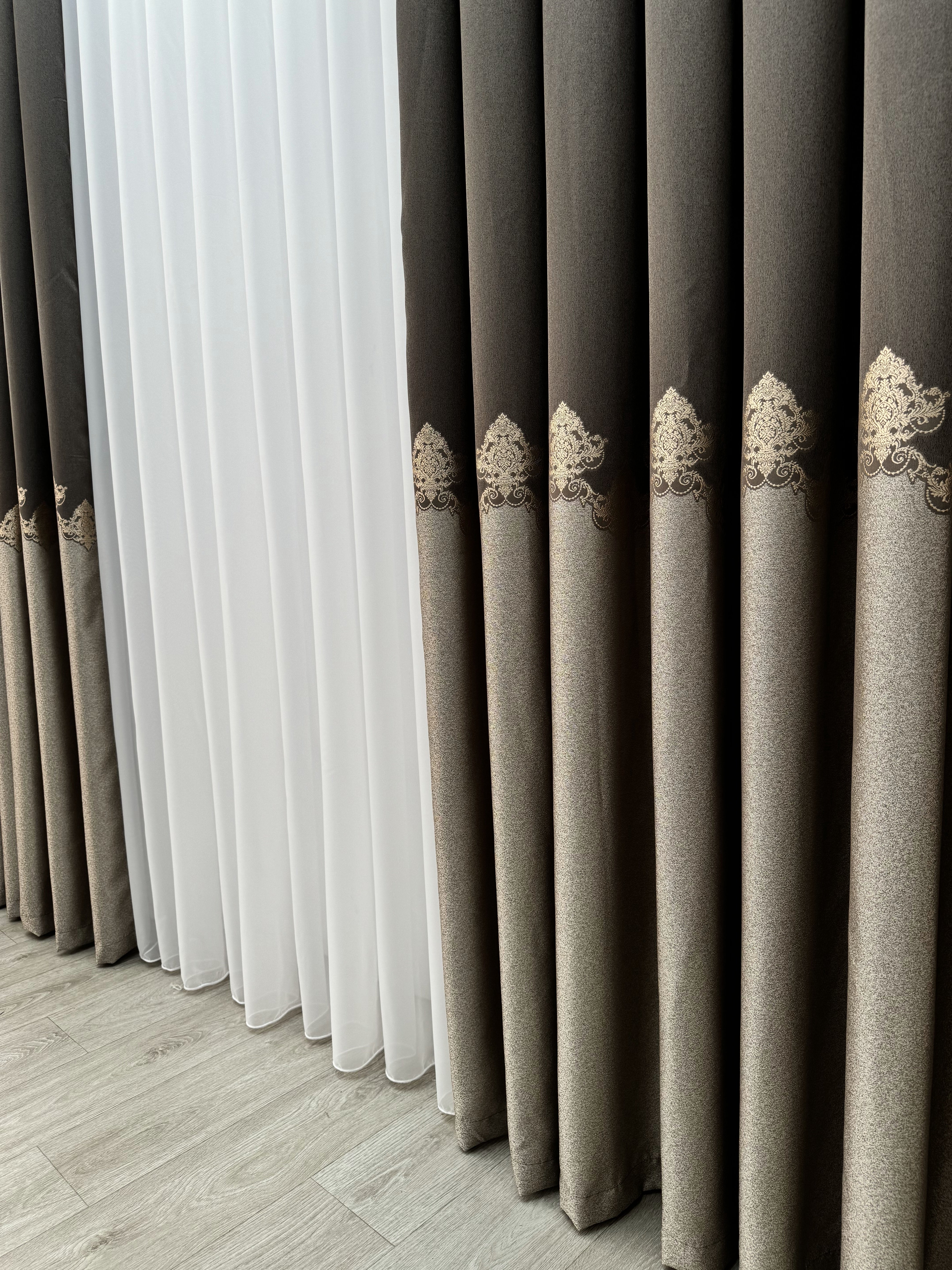 Premium quality curtain with a peephole “Royal”, brown color