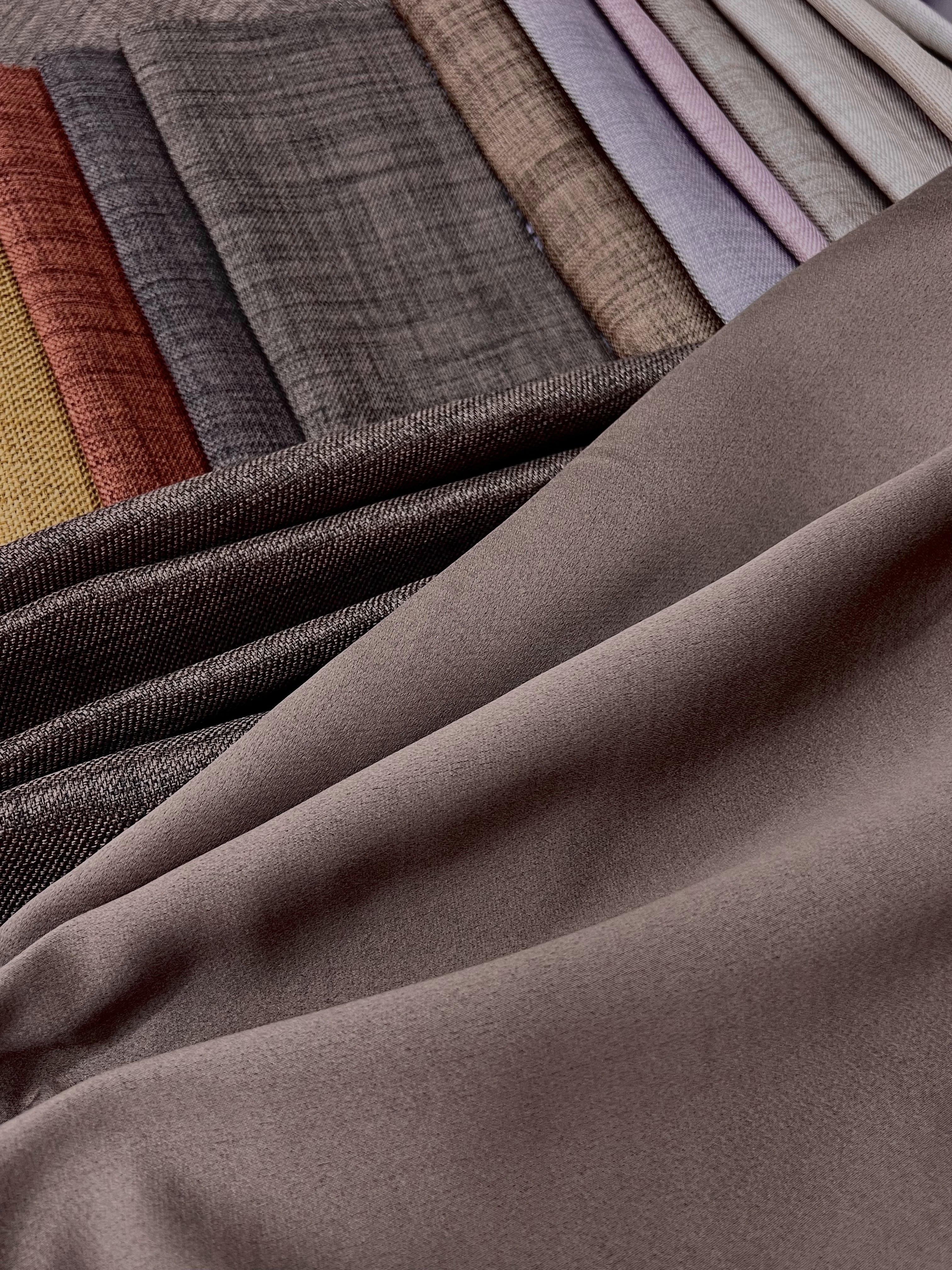 Plain linen curtain with blackout lining, brown color