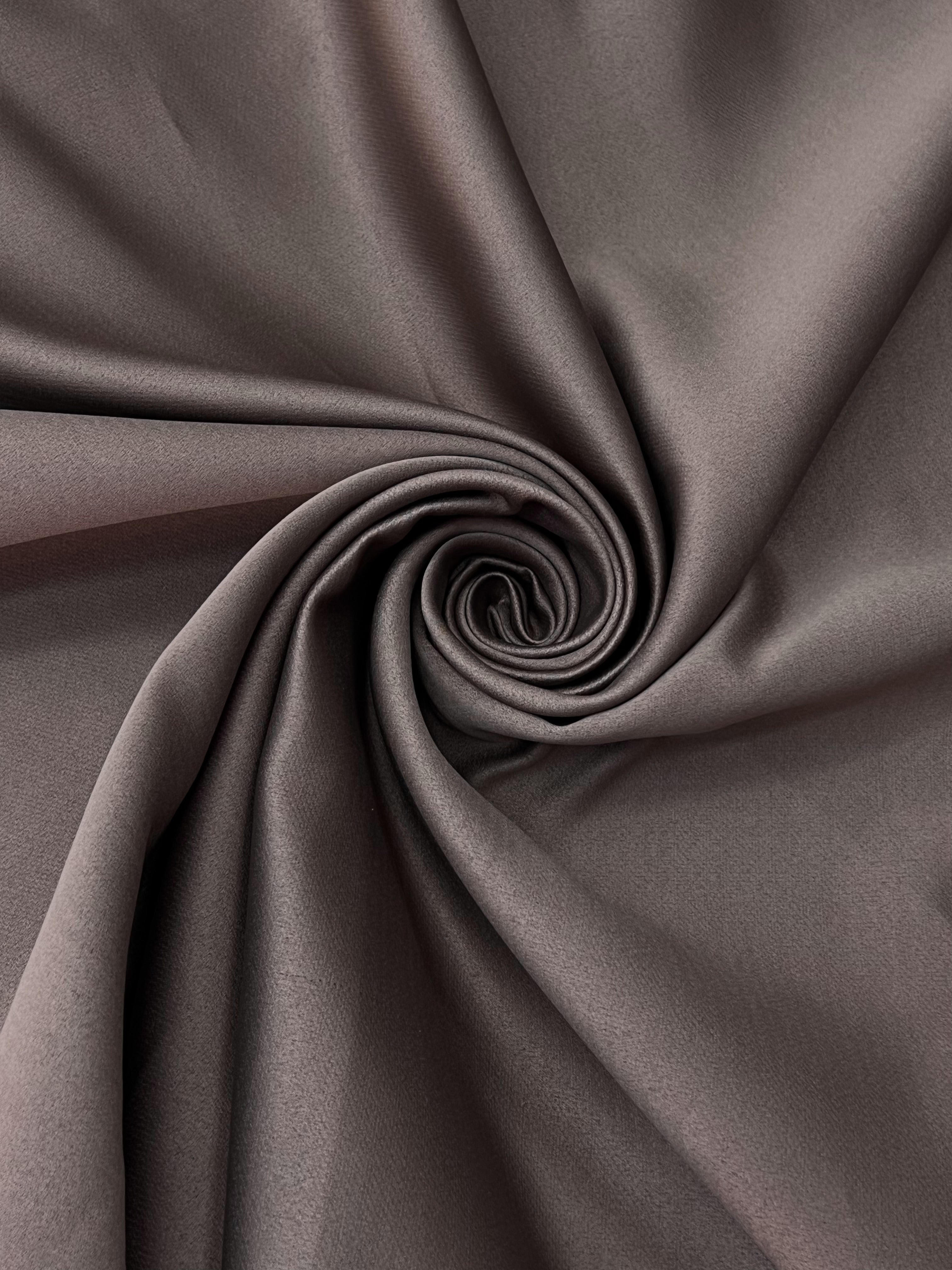 Plain linen curtain with blackout lining, brown color