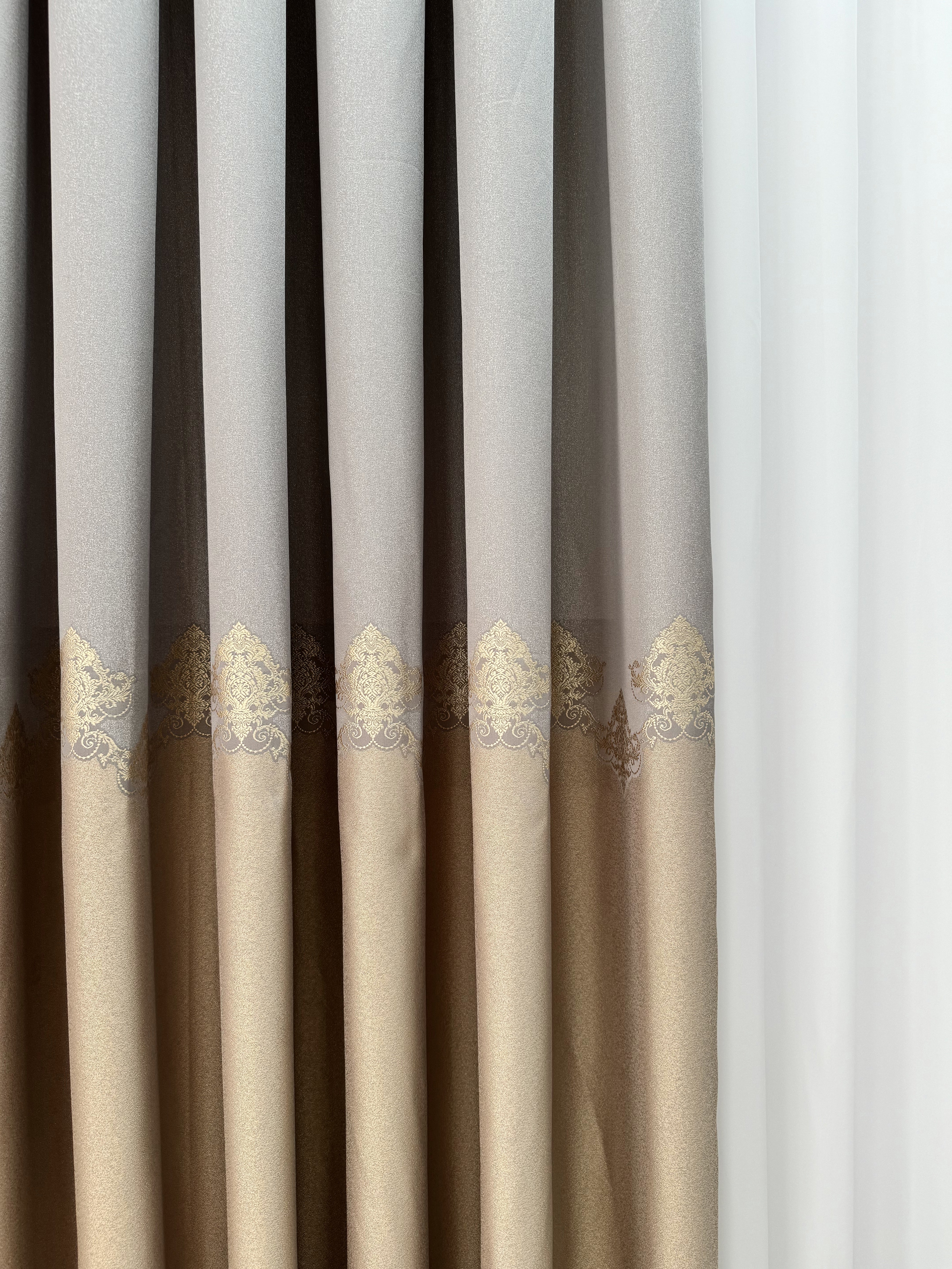 Premium quality curtain with a peephole “Royal”, cappuccino color