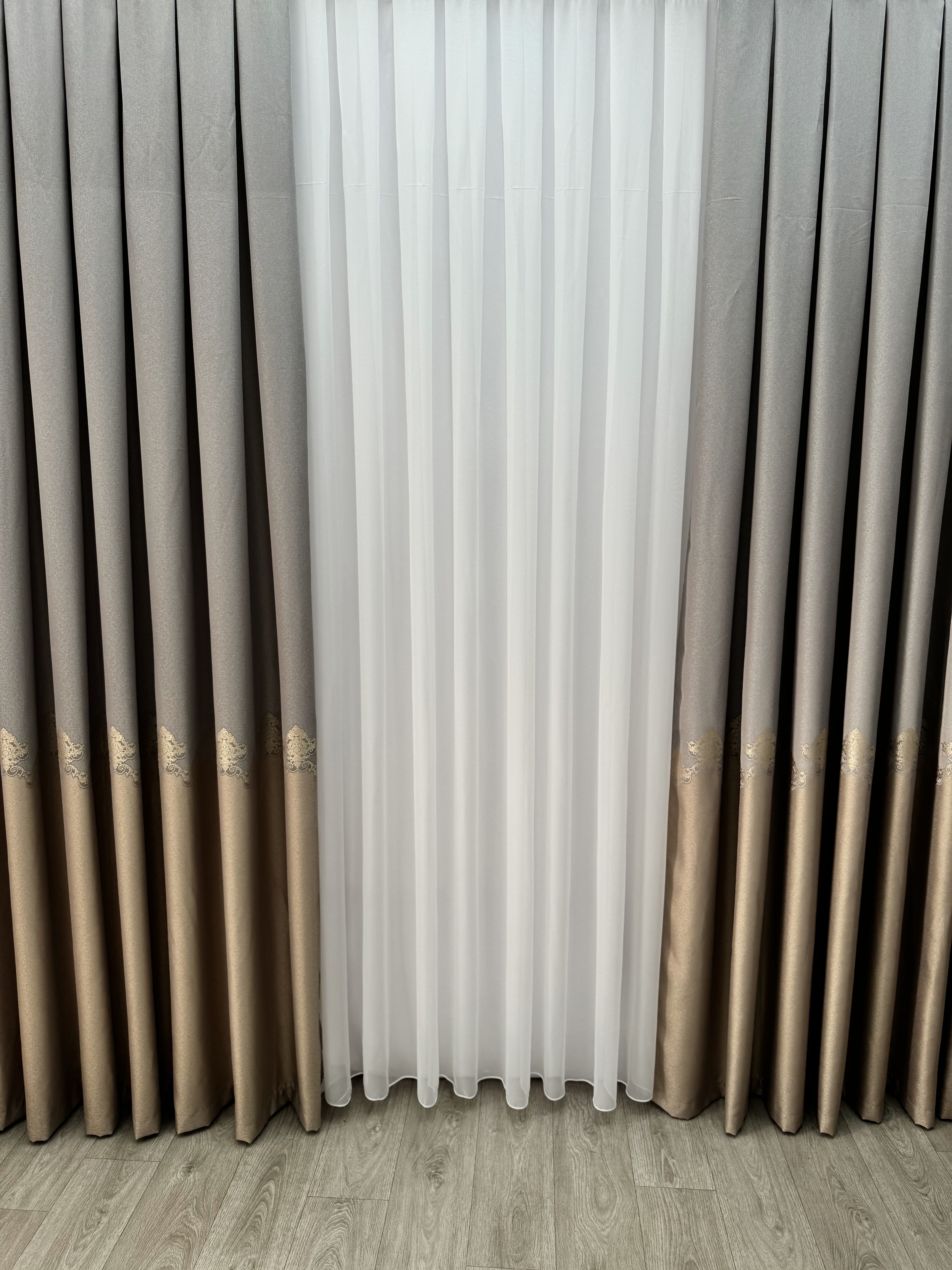 Premium quality curtain with a peephole “Royal”, cappuccino color