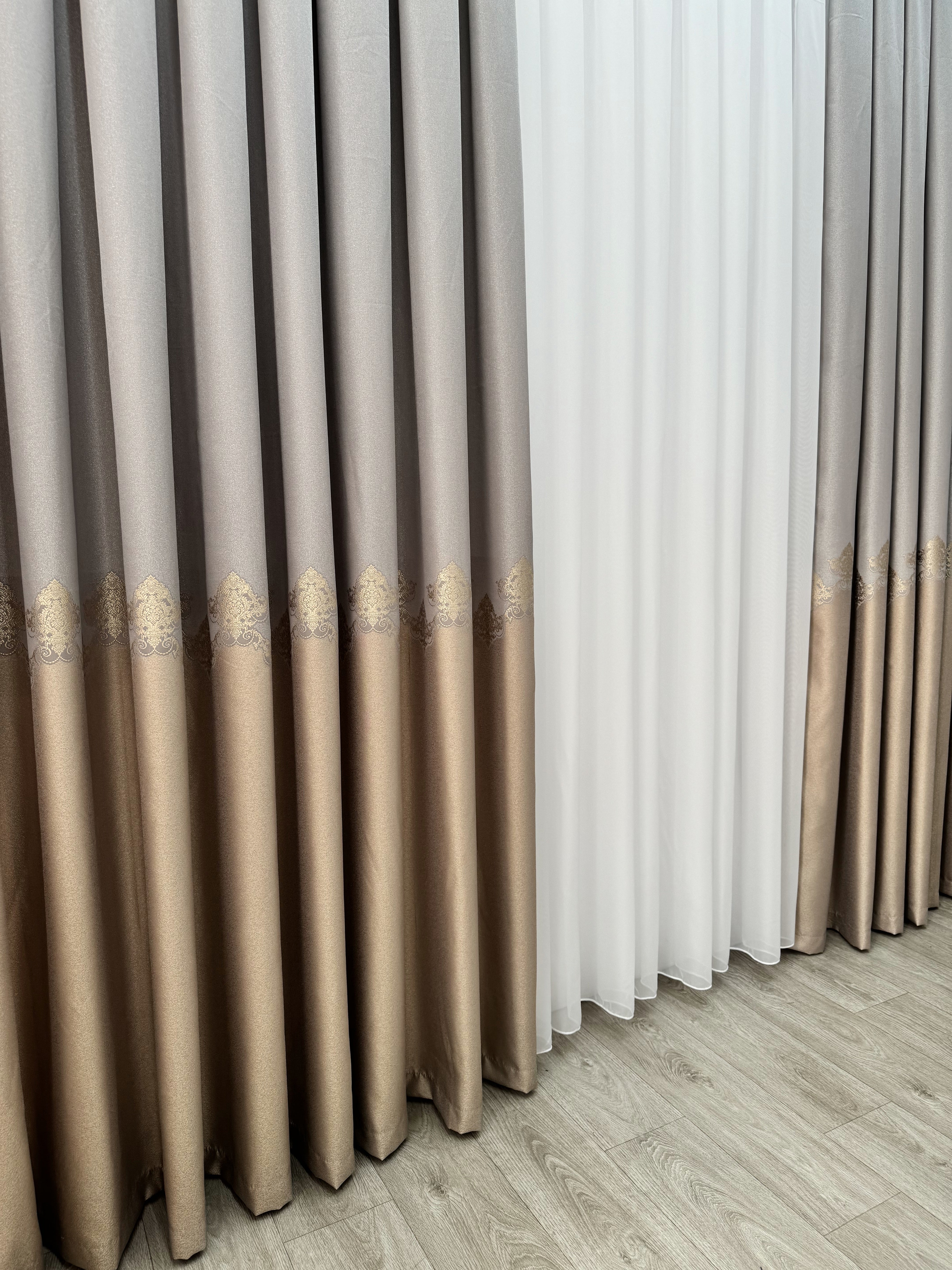 Premium quality curtain with a peephole “Royal”, cappuccino color