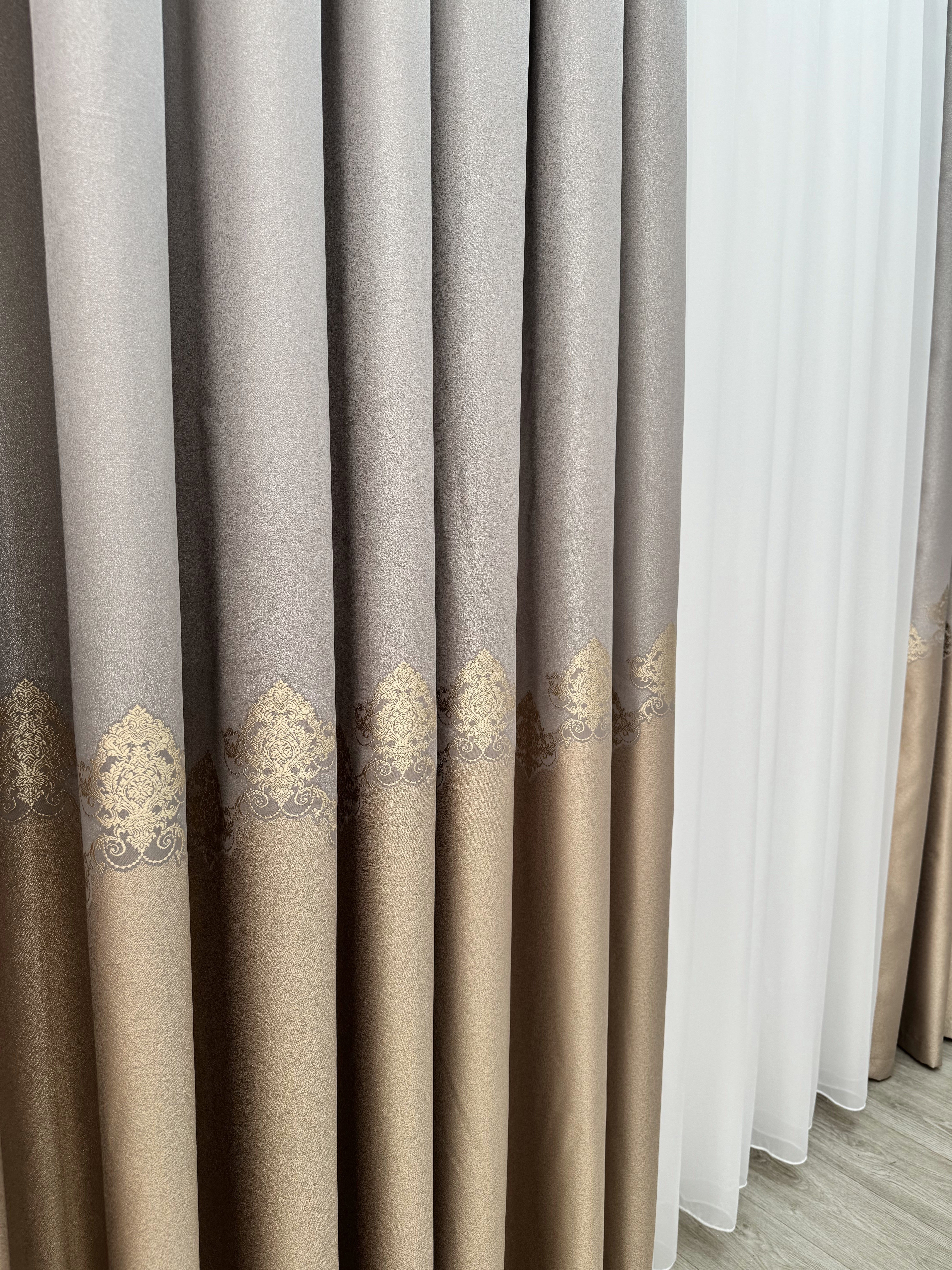 Premium quality curtain with a peephole “Royal”, cappuccino color