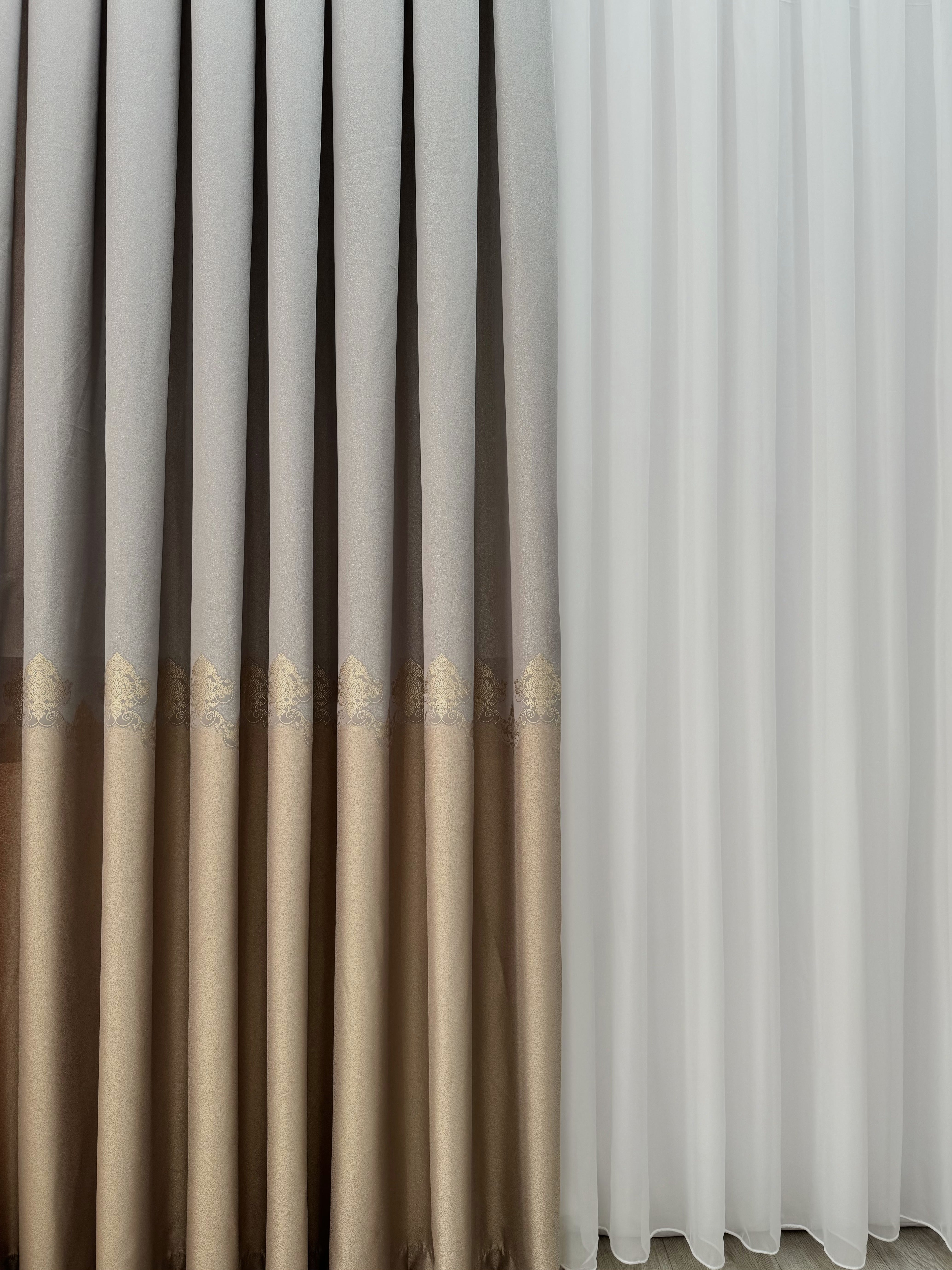 Premium quality curtain with a peephole “Royal”, cappuccino color