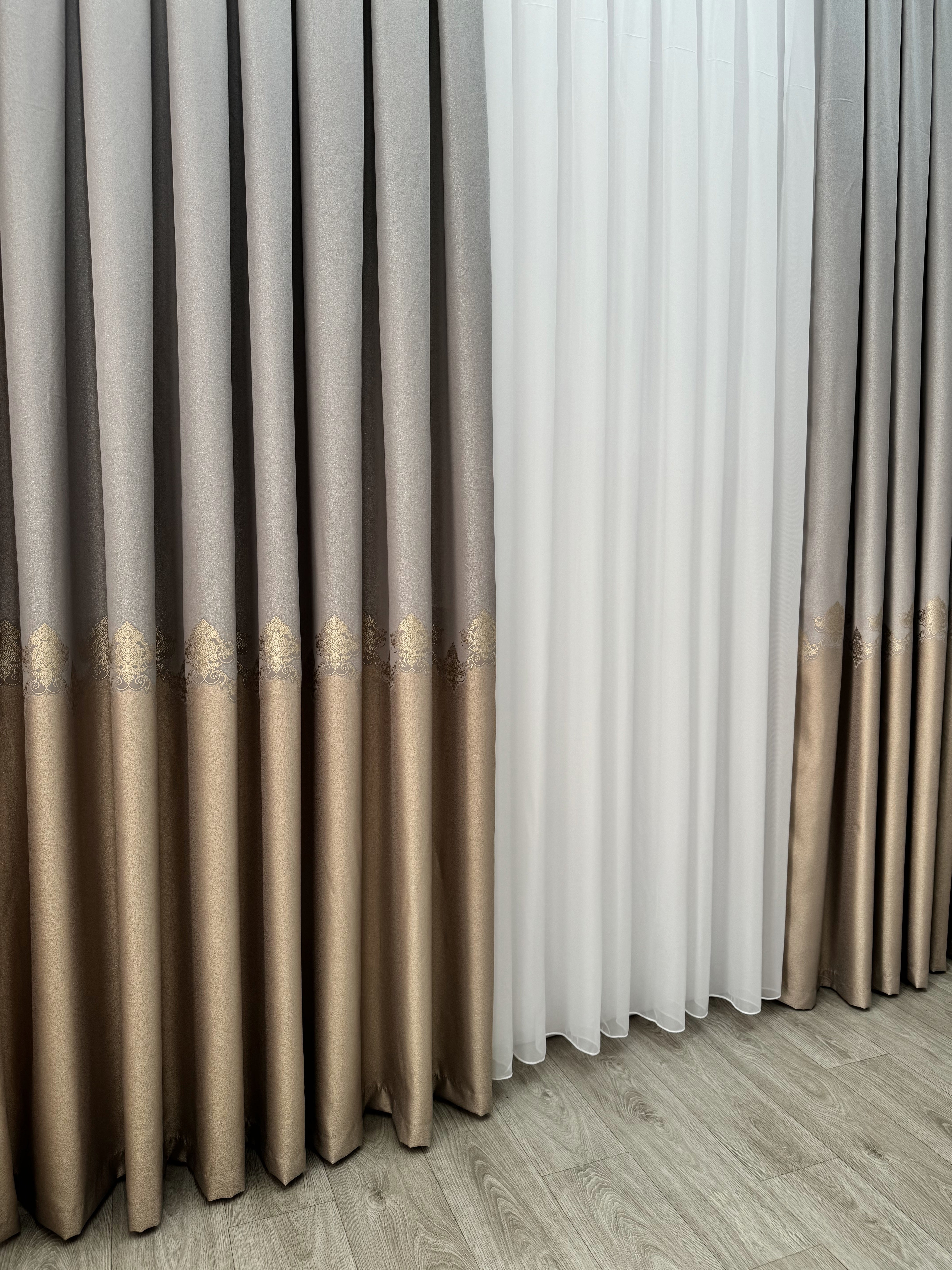Premium quality curtain with a peephole “Royal”, cappuccino color