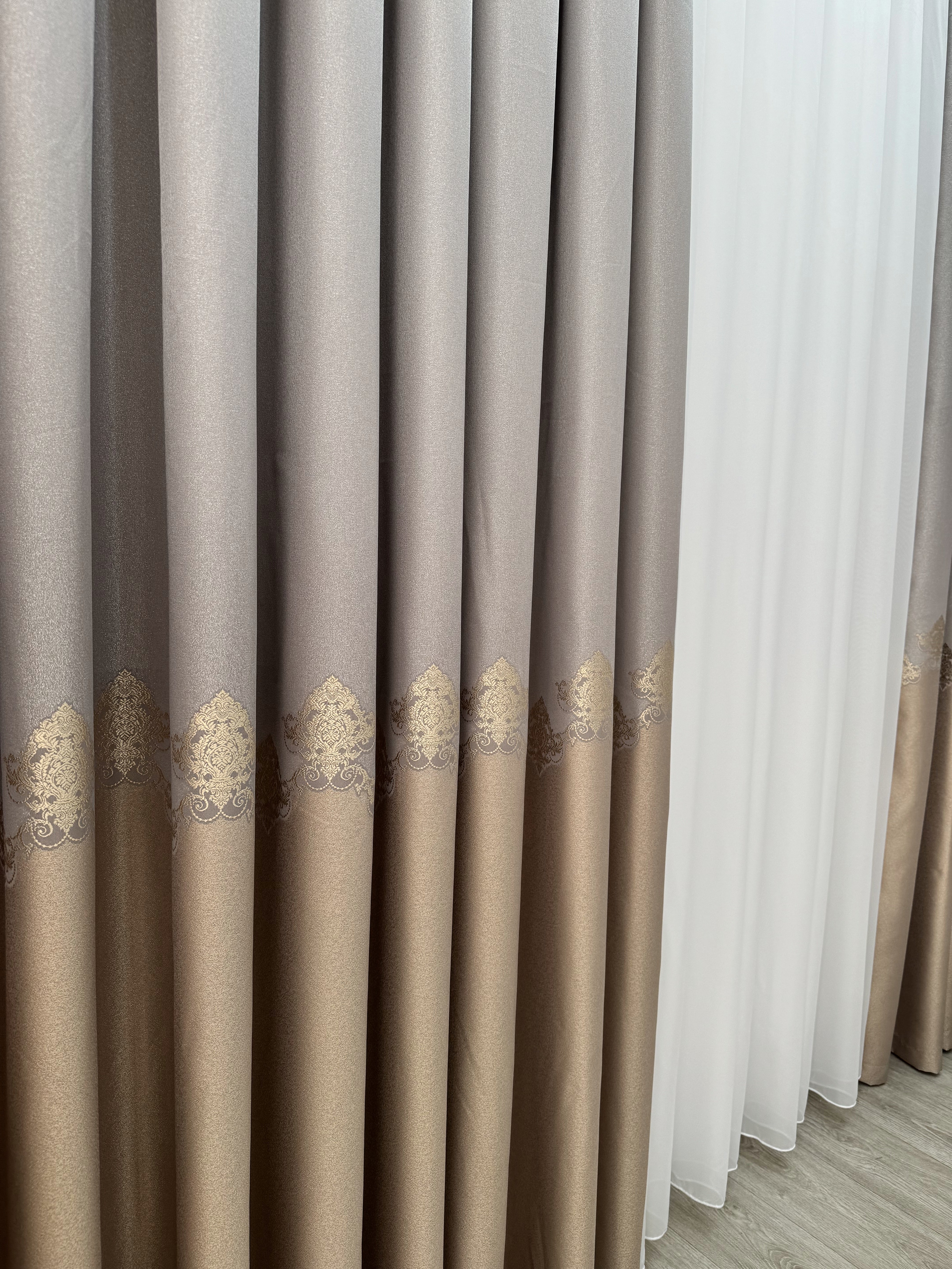 Premium quality curtain with a peephole “Royal”, cappuccino color