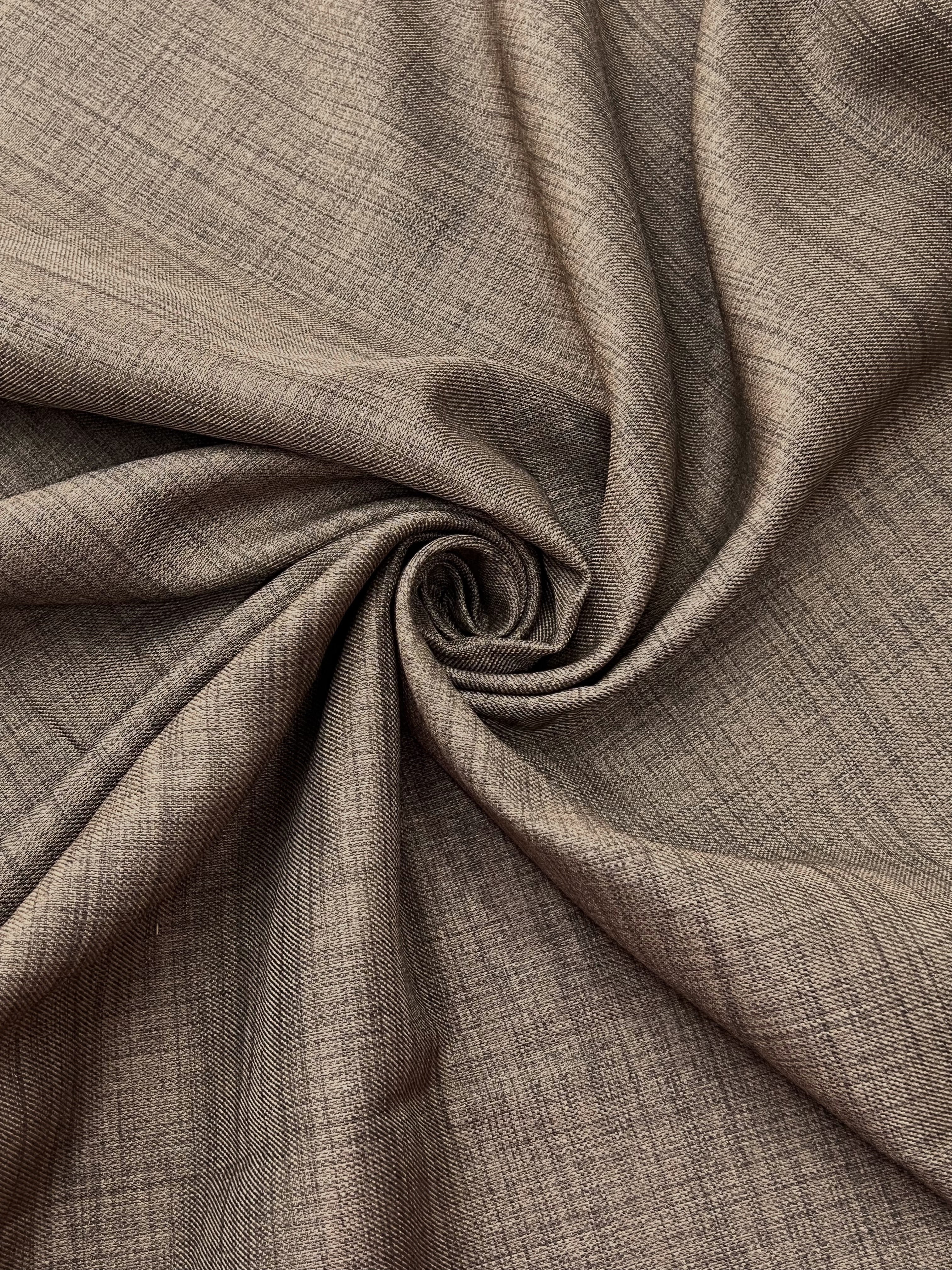 Plain linen curtain with blackout lining, light brown color