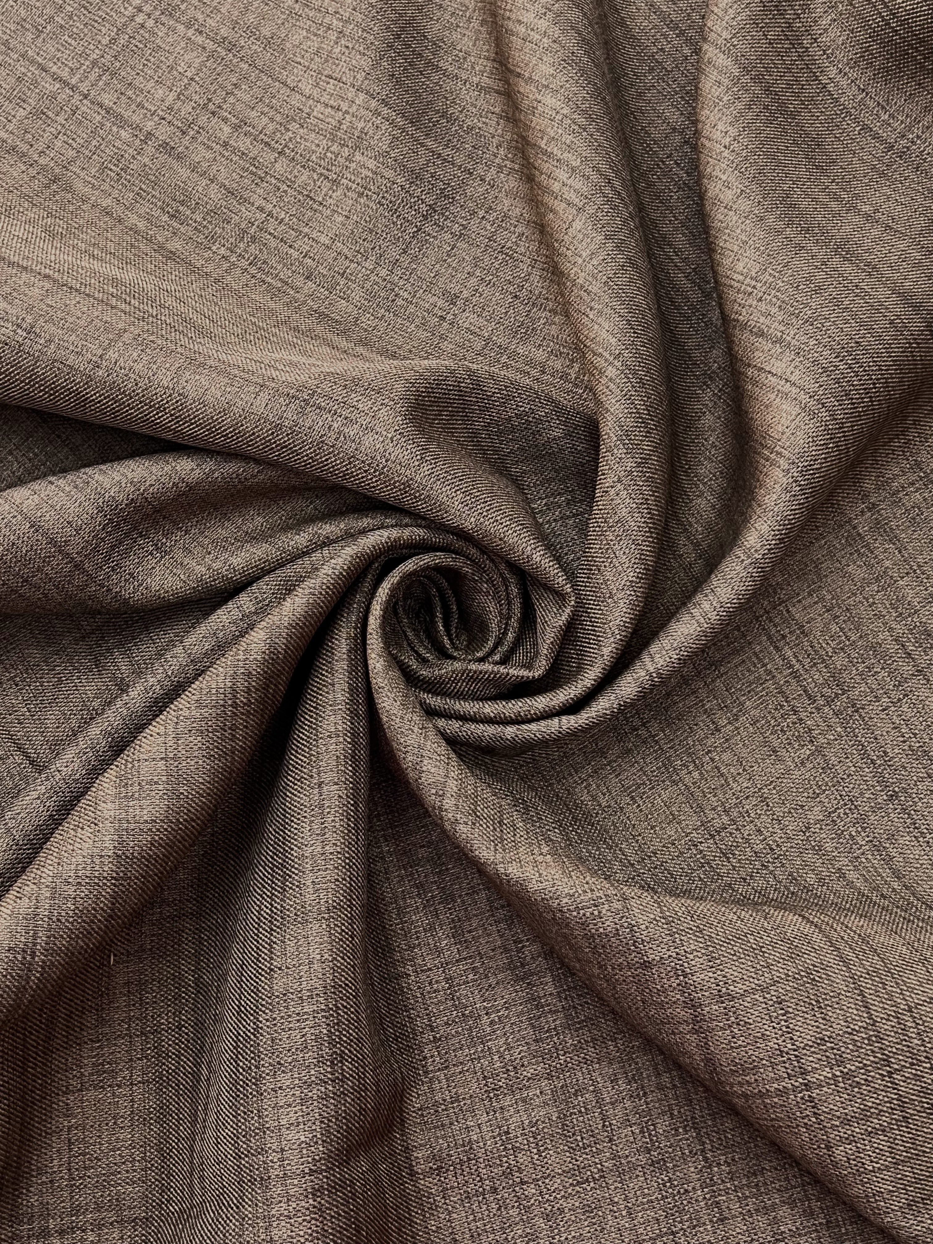 Plain linen curtain with blackout lining, light brown color