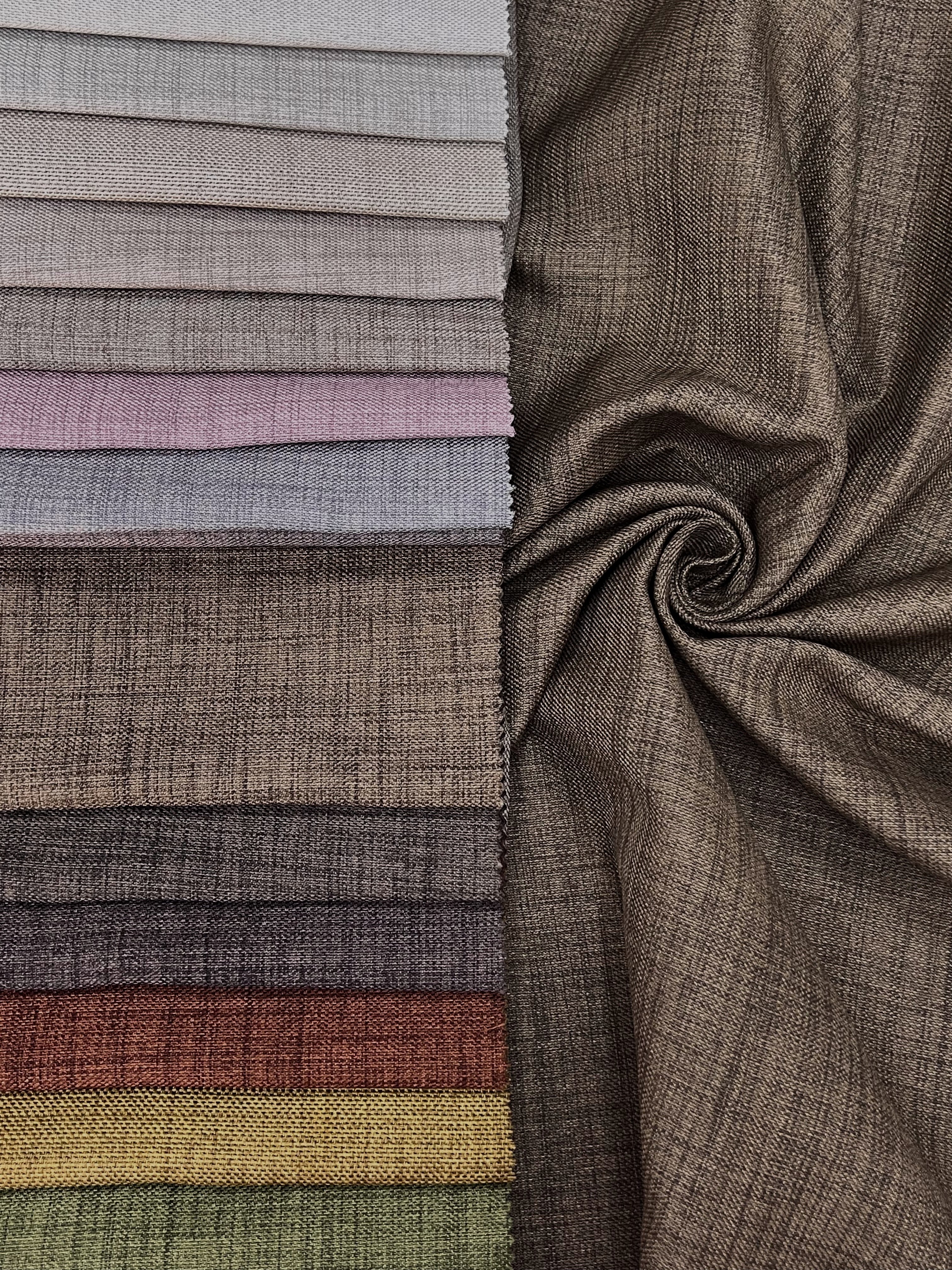 Plain linen curtain with blackout lining, light brown color