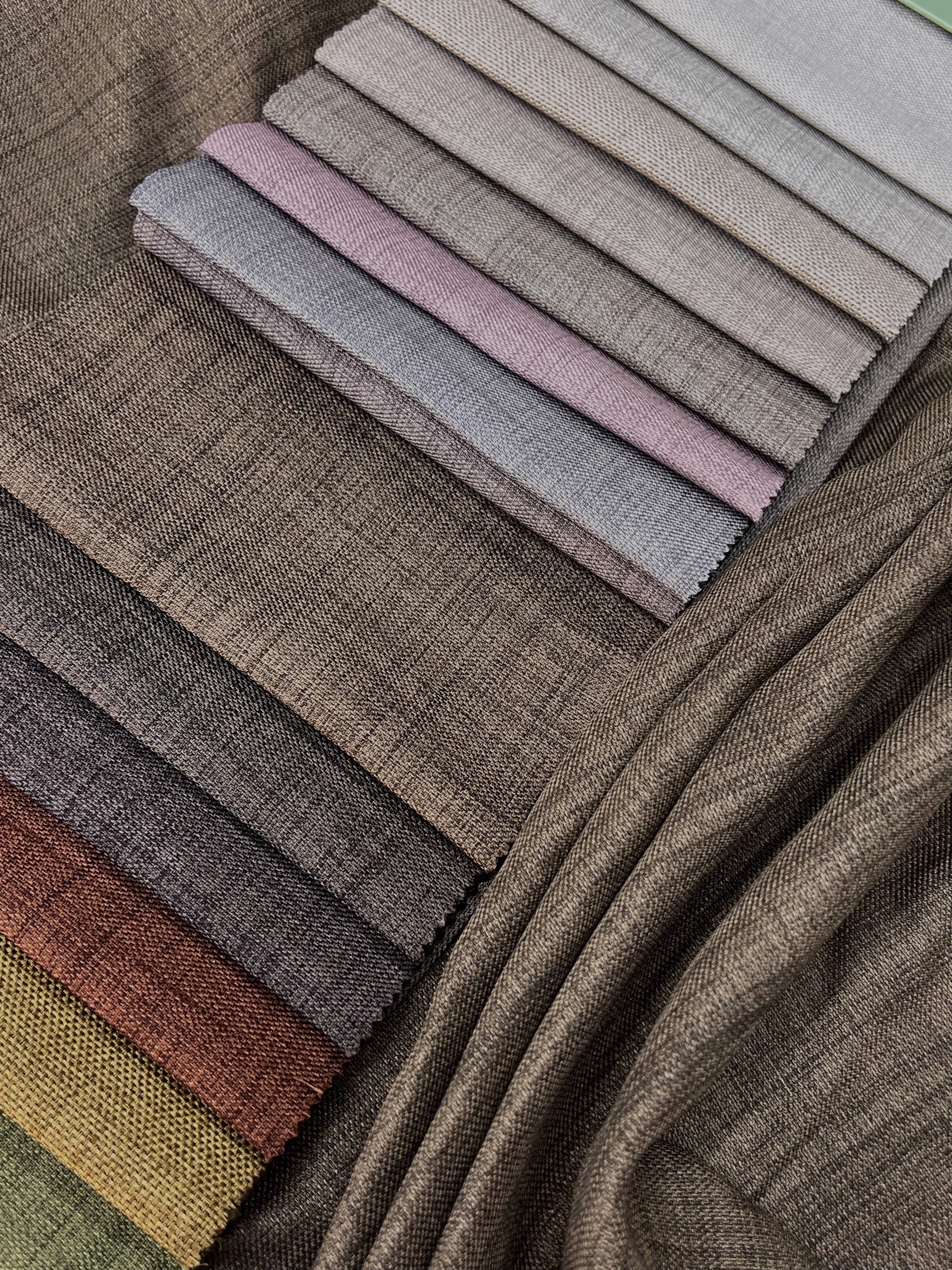 Plain linen curtain with blackout lining, light brown color