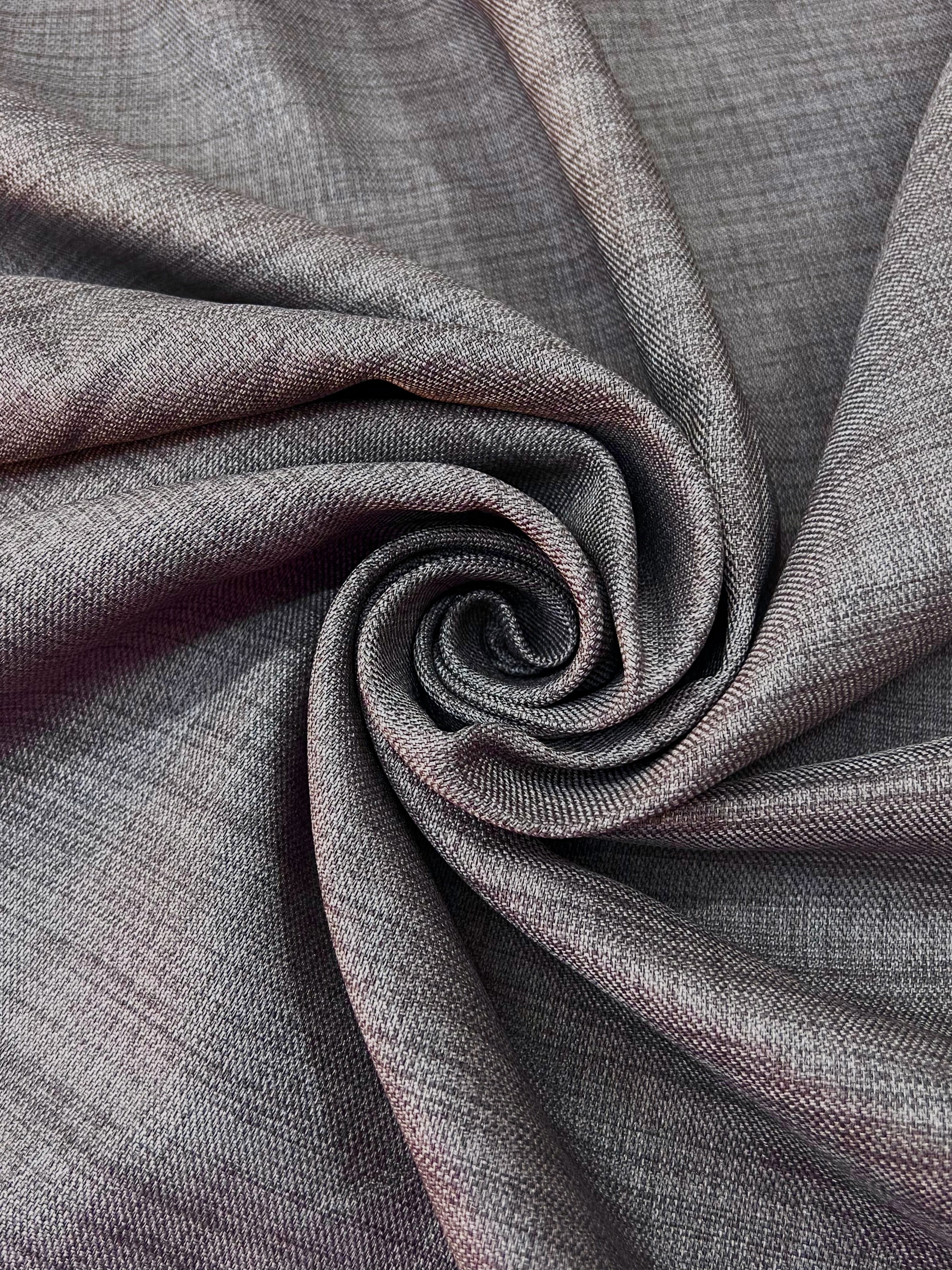 Plain linen curtain with blackout lining, grey color