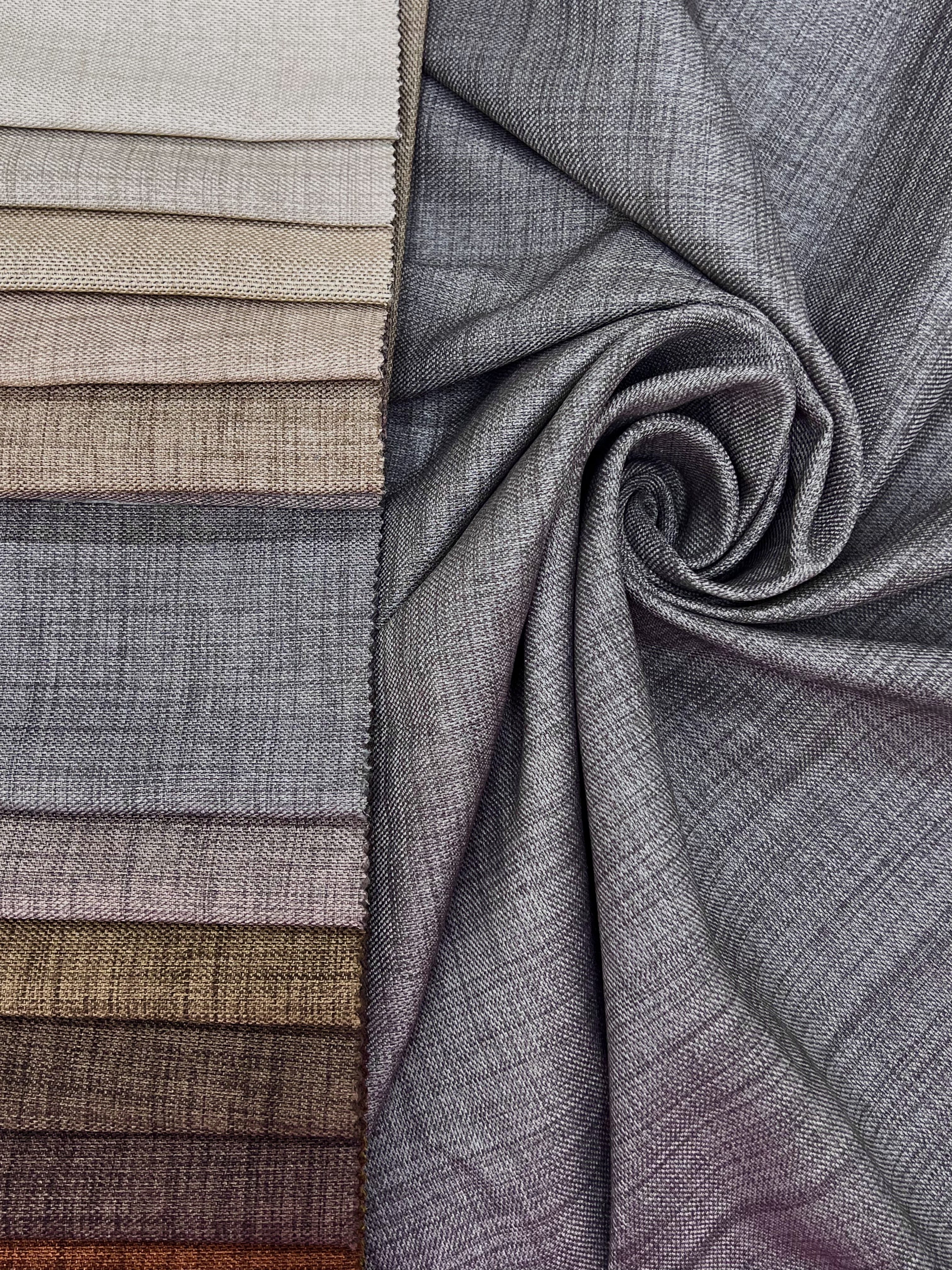 Plain linen curtain with blackout lining, grey color