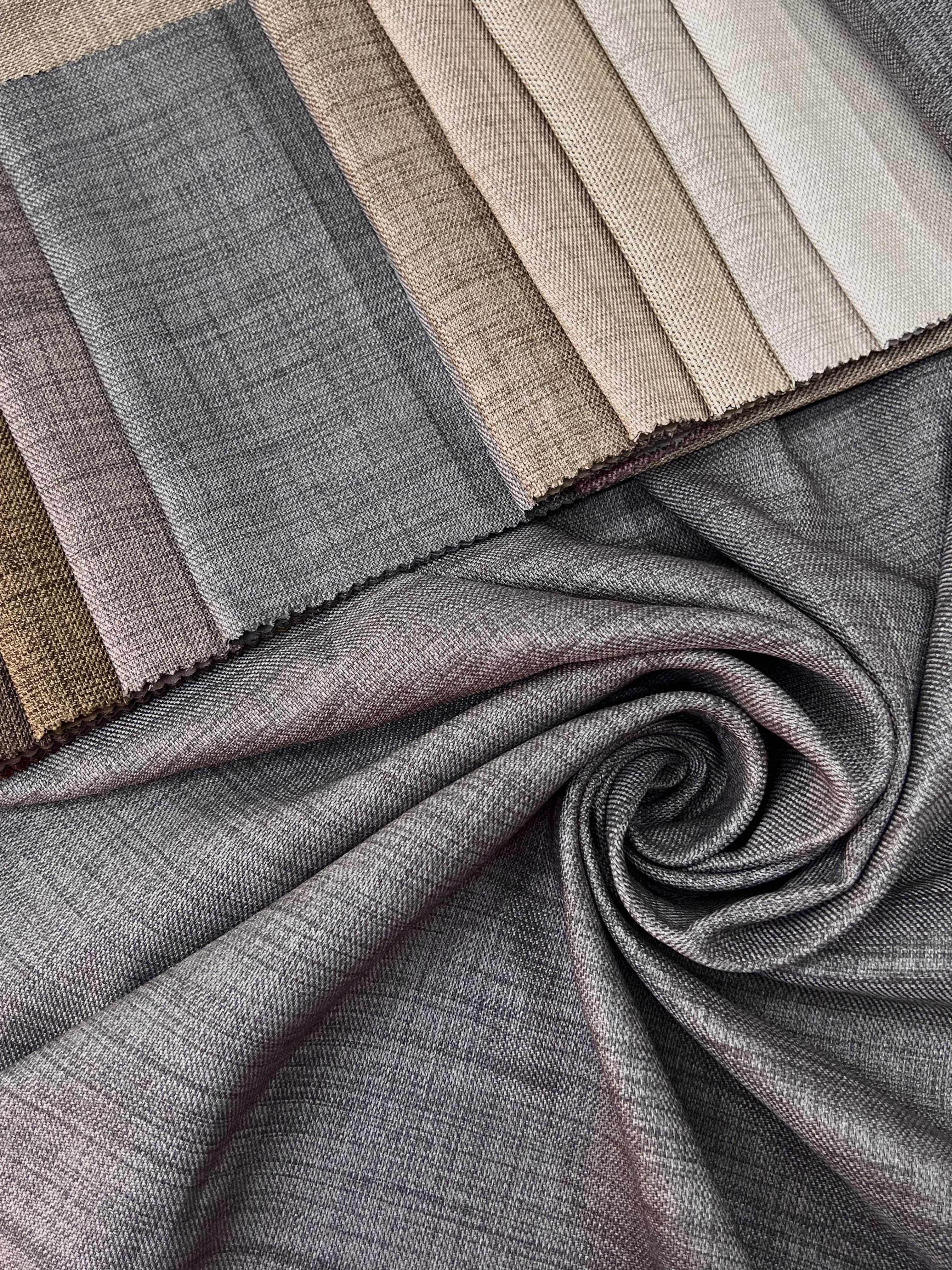 Plain linen curtain with blackout lining, grey color