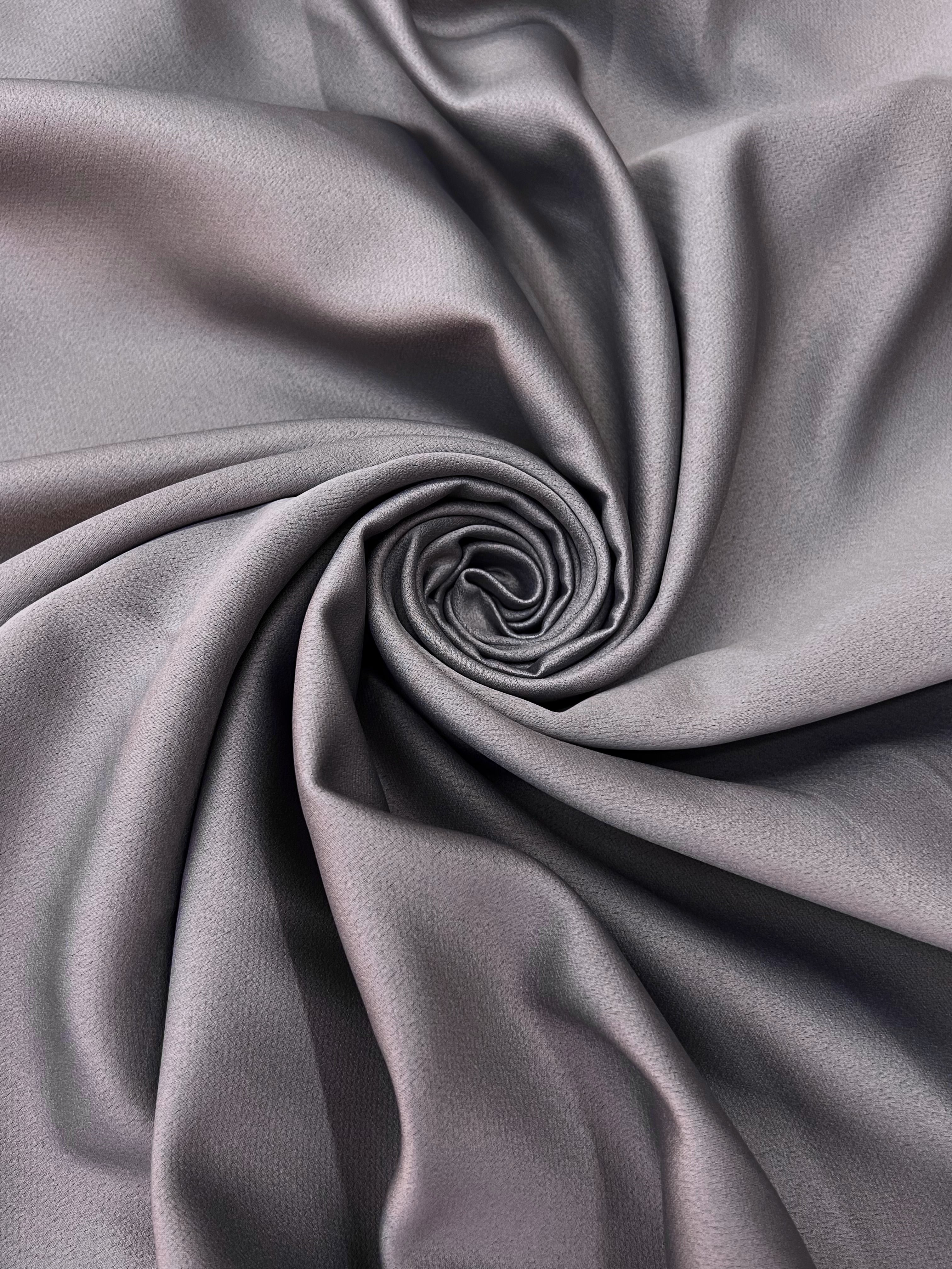 Plain linen curtain with blackout lining, grey color