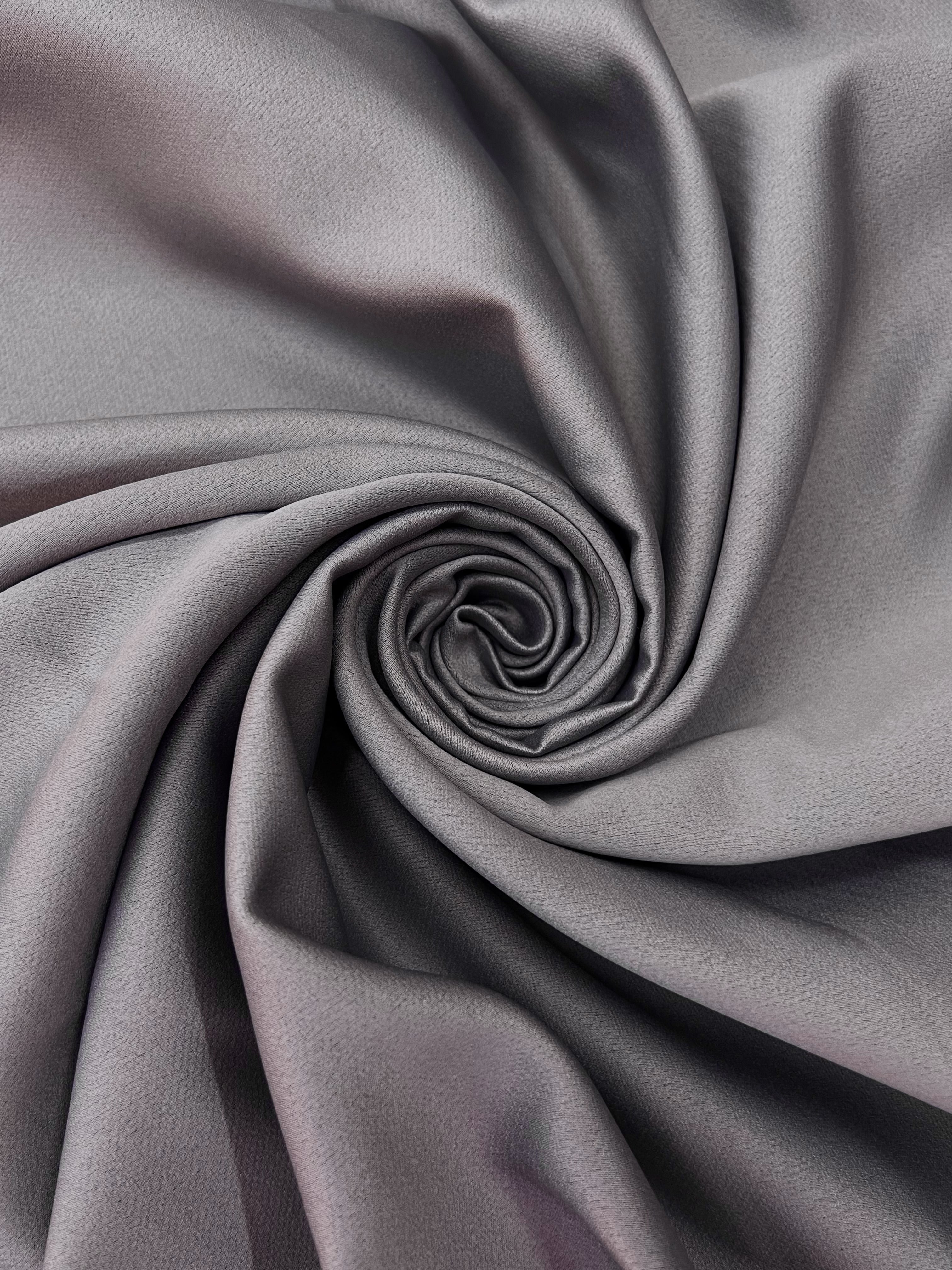 Plain linen curtain with blackout lining, grey color