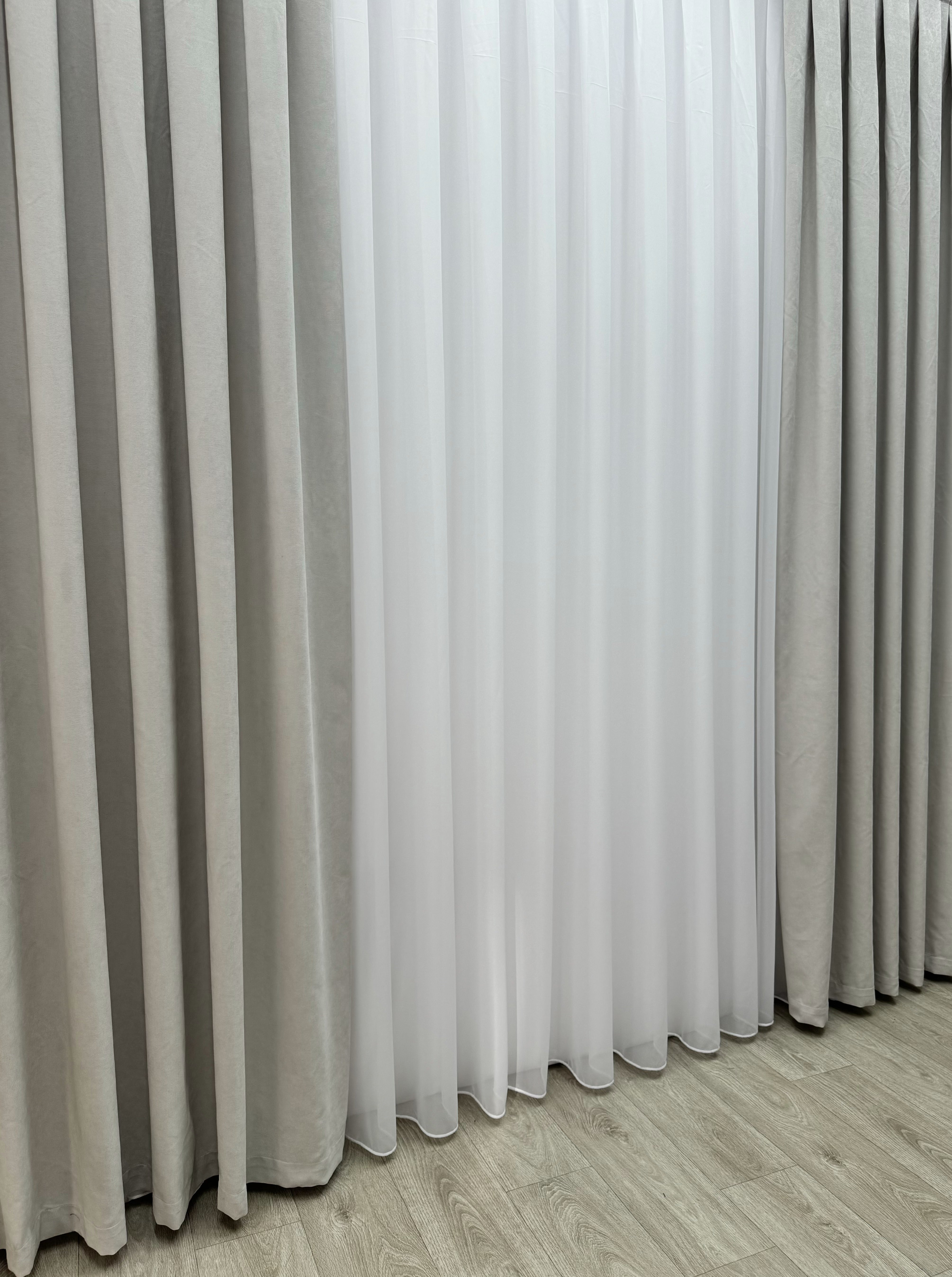 Plain microvelor curtain, light grey color