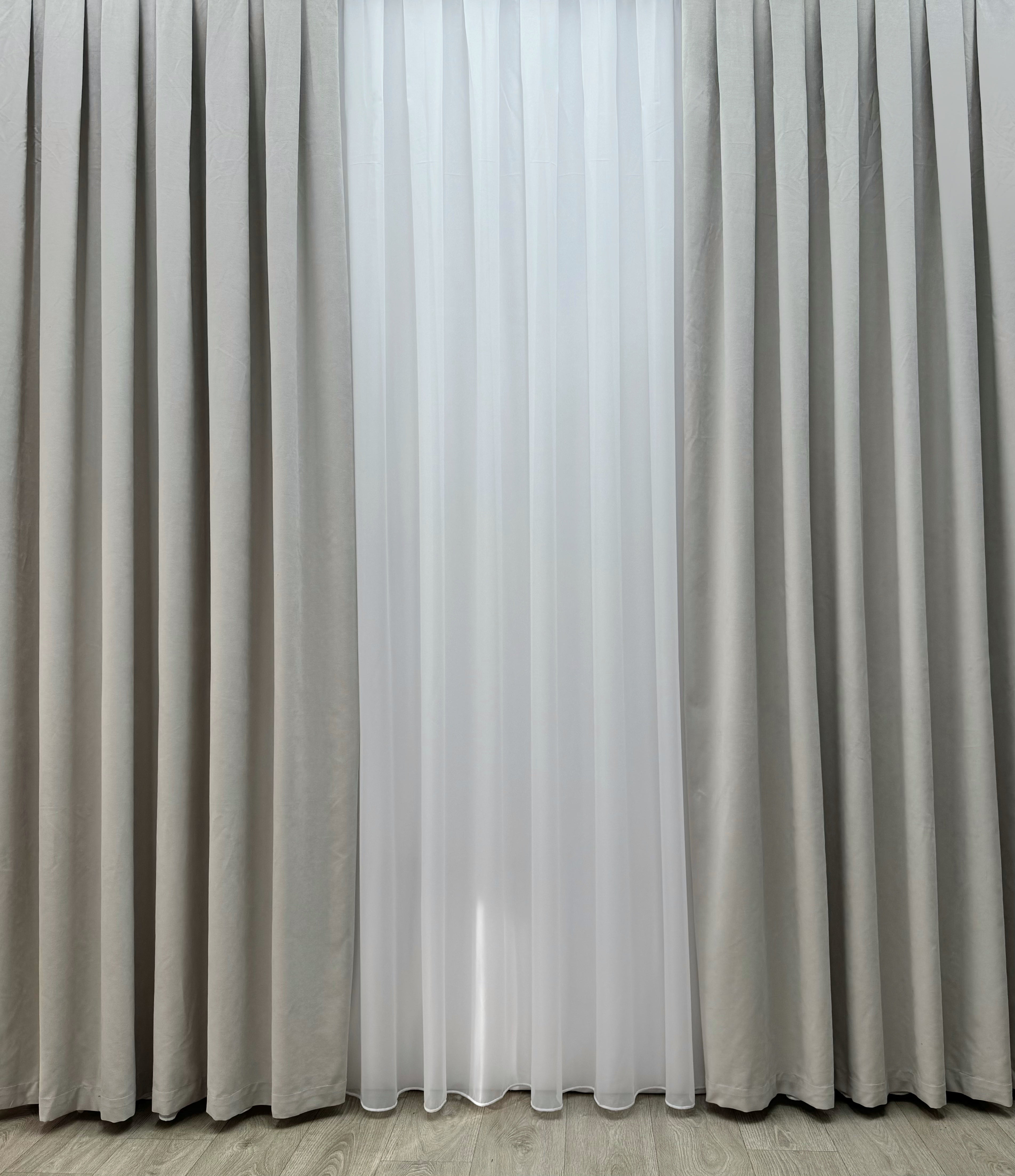 Plain microvelor curtain, light grey color