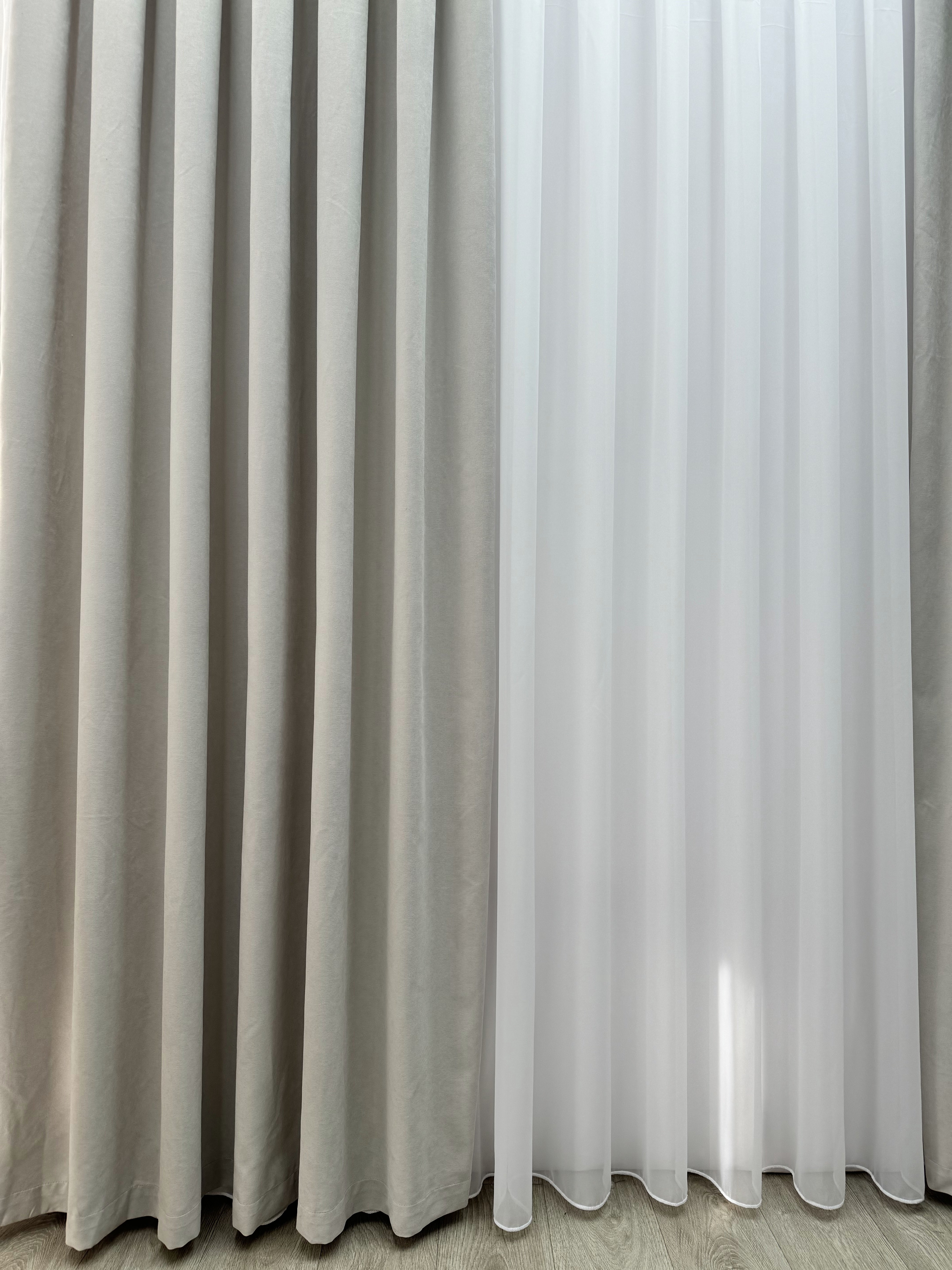 Plain microvelor curtain, light grey color