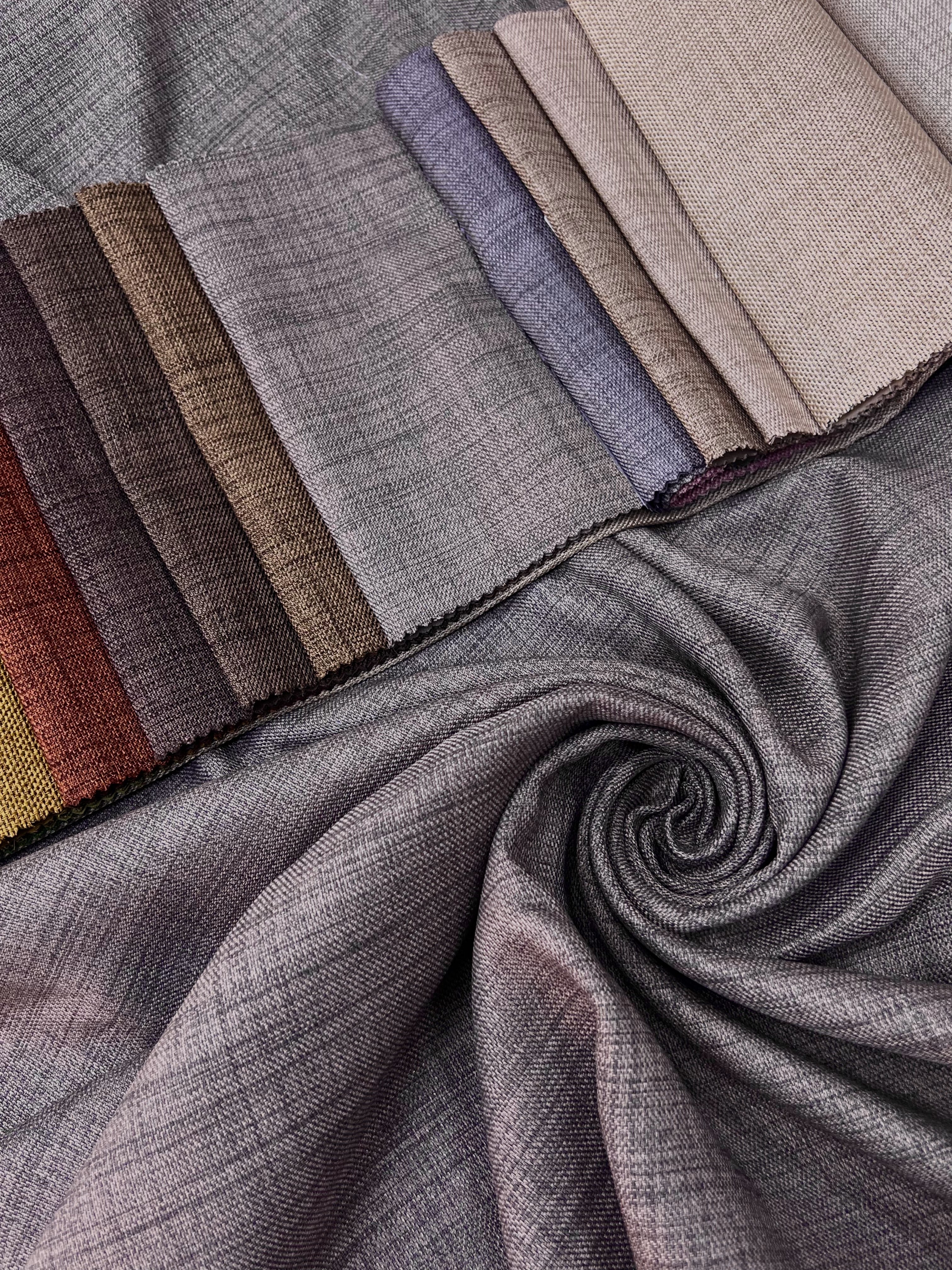 Plain linen curtain with blackout lining, gray-brown color