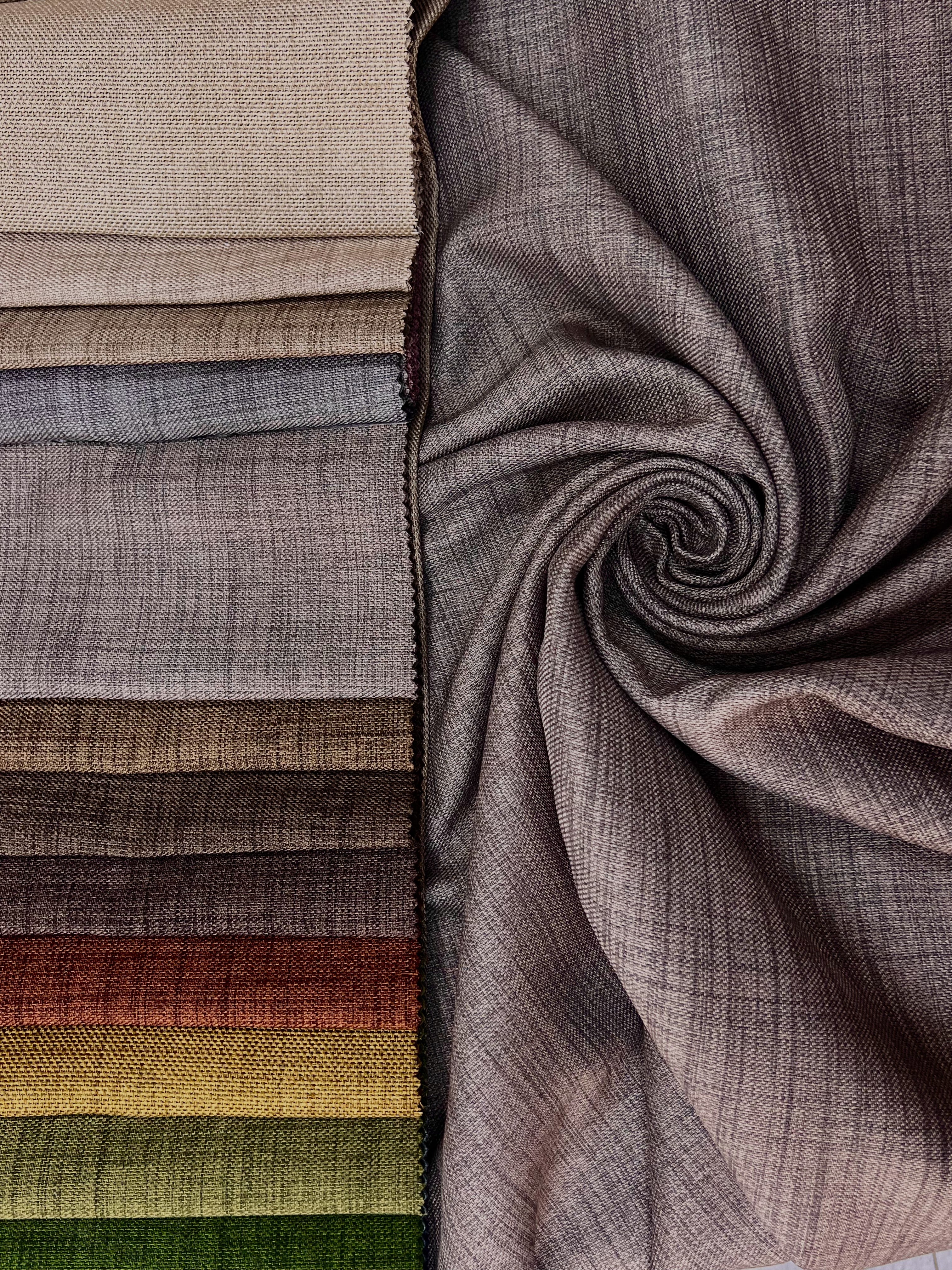 Plain linen curtain with blackout lining, gray-brown color