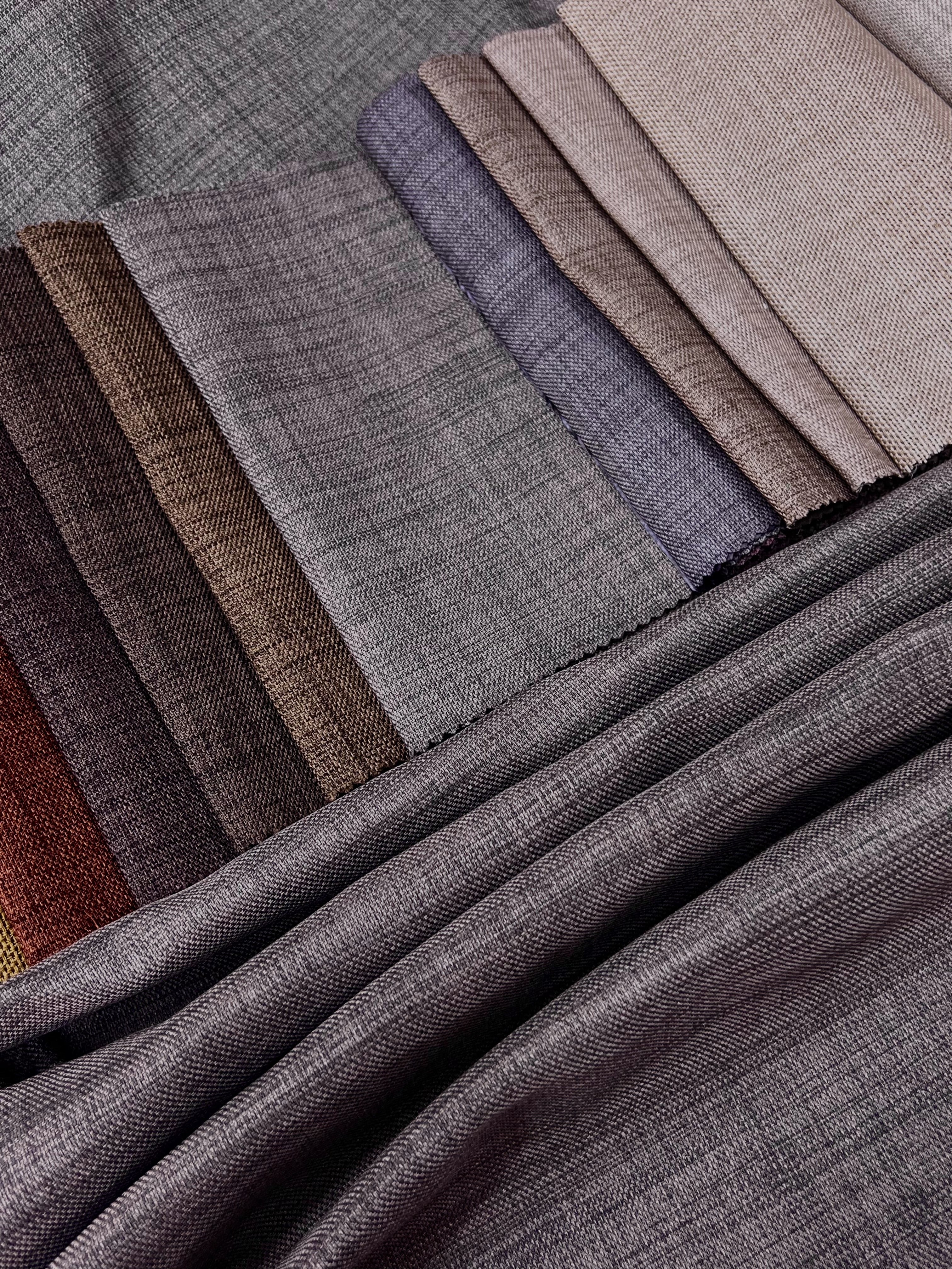 Plain linen curtain with blackout lining, gray-brown color