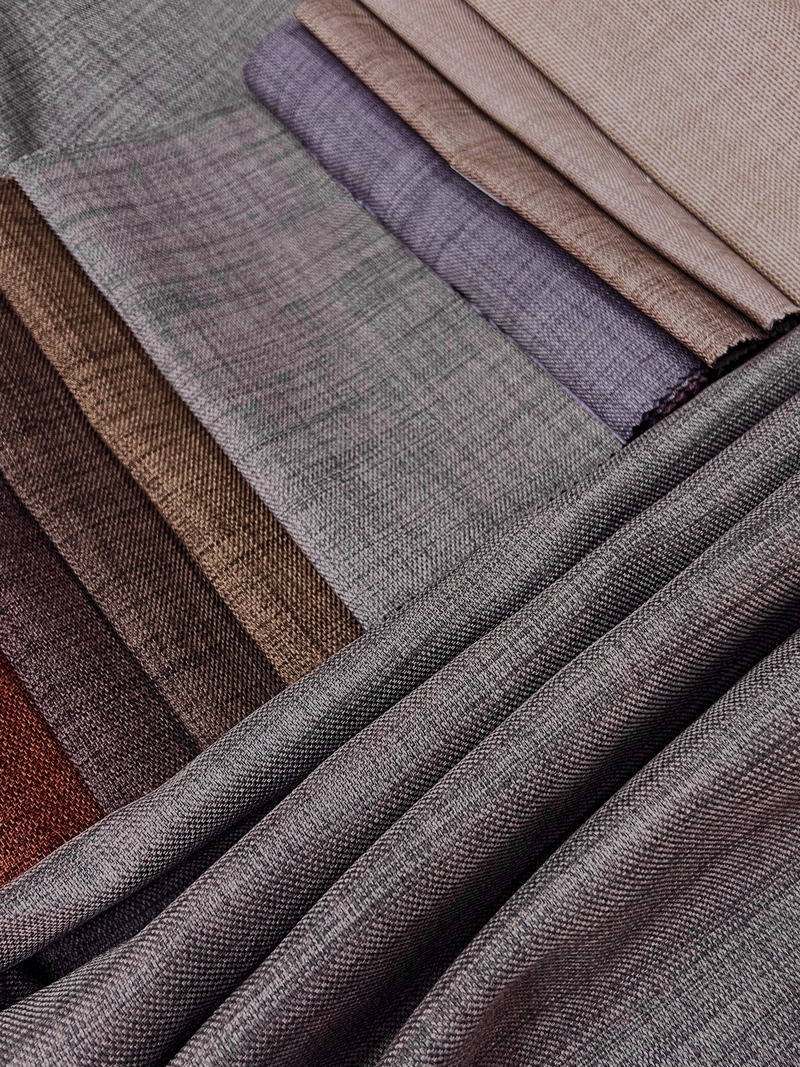 Plain linen curtain with blackout lining, gray-brown color