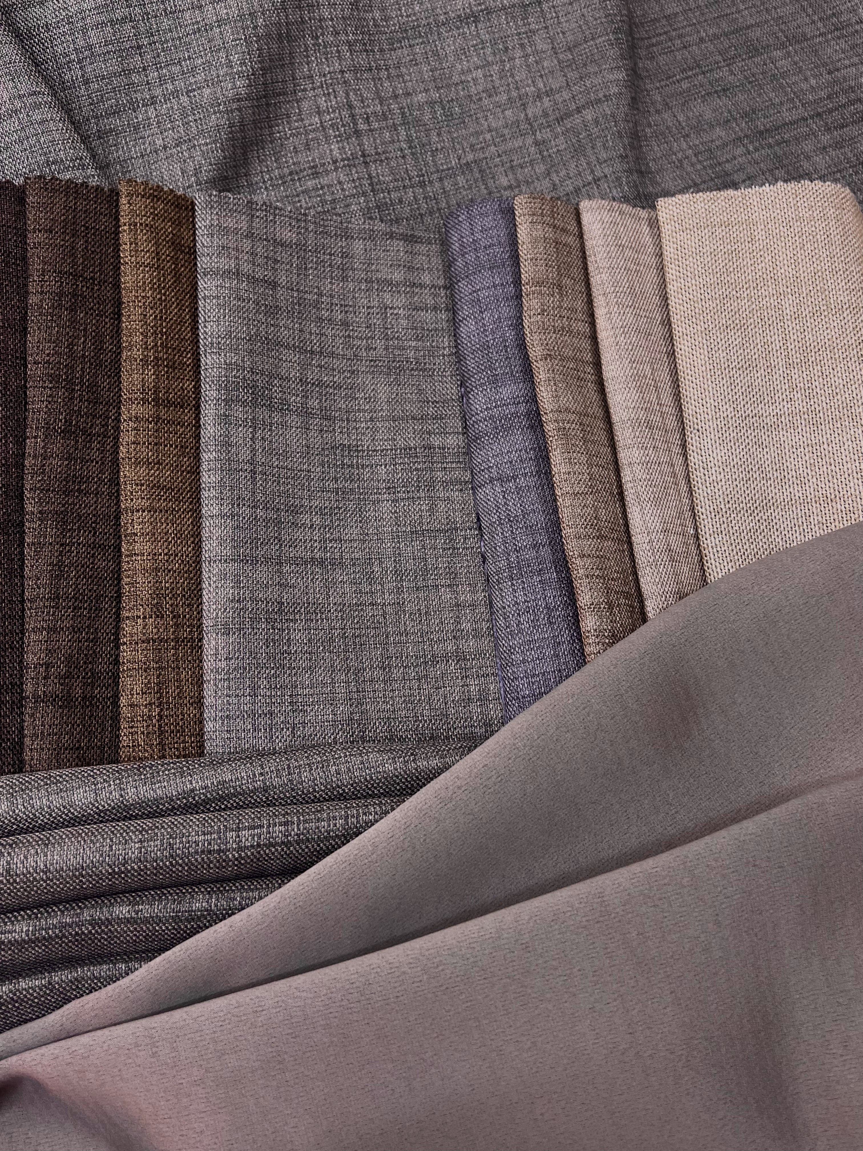 Plain linen curtain with blackout lining, gray-brown color