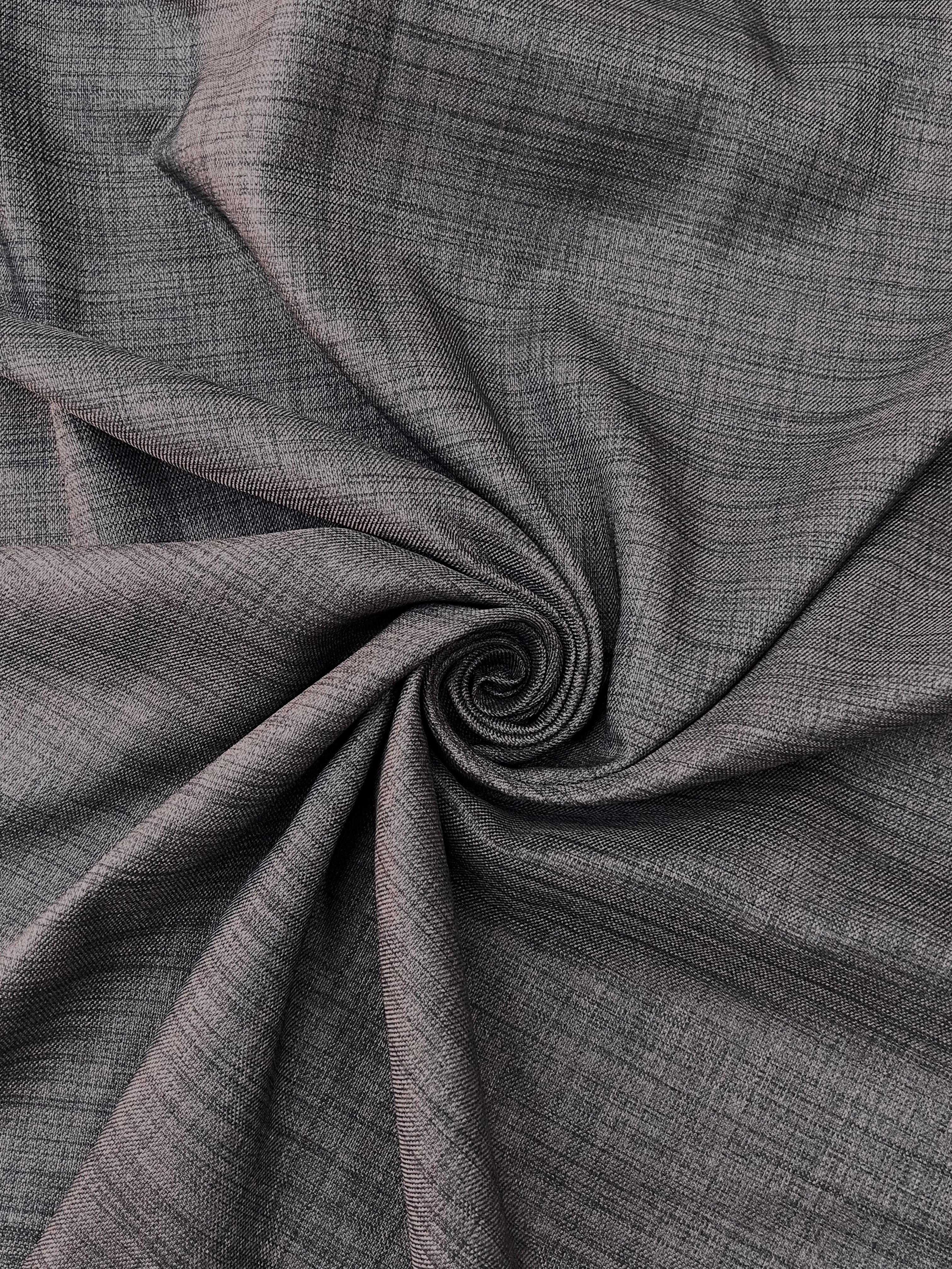 Plain linen curtain with blackout lining, graphite color