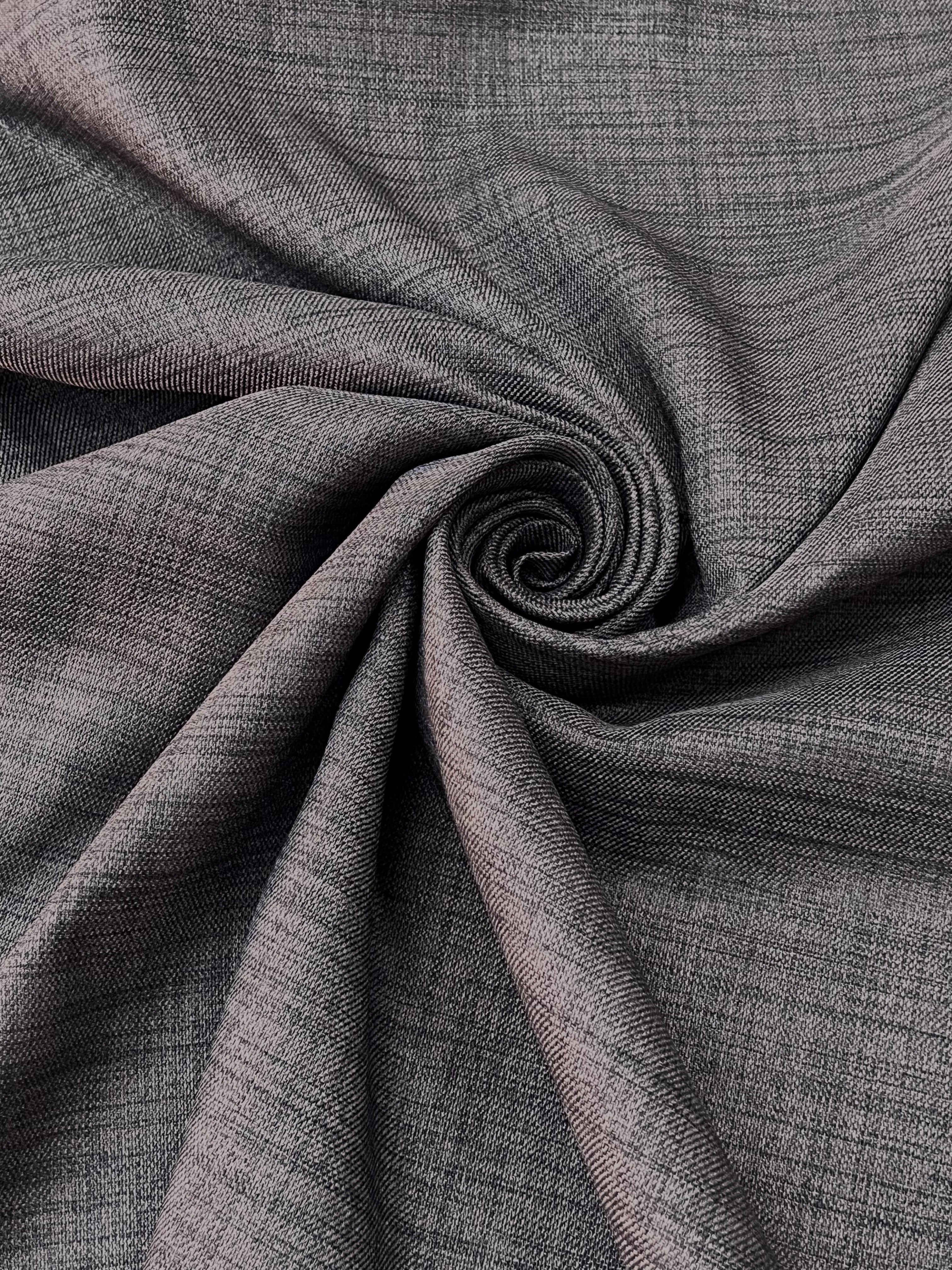 Plain linen curtain with blackout lining, graphite color