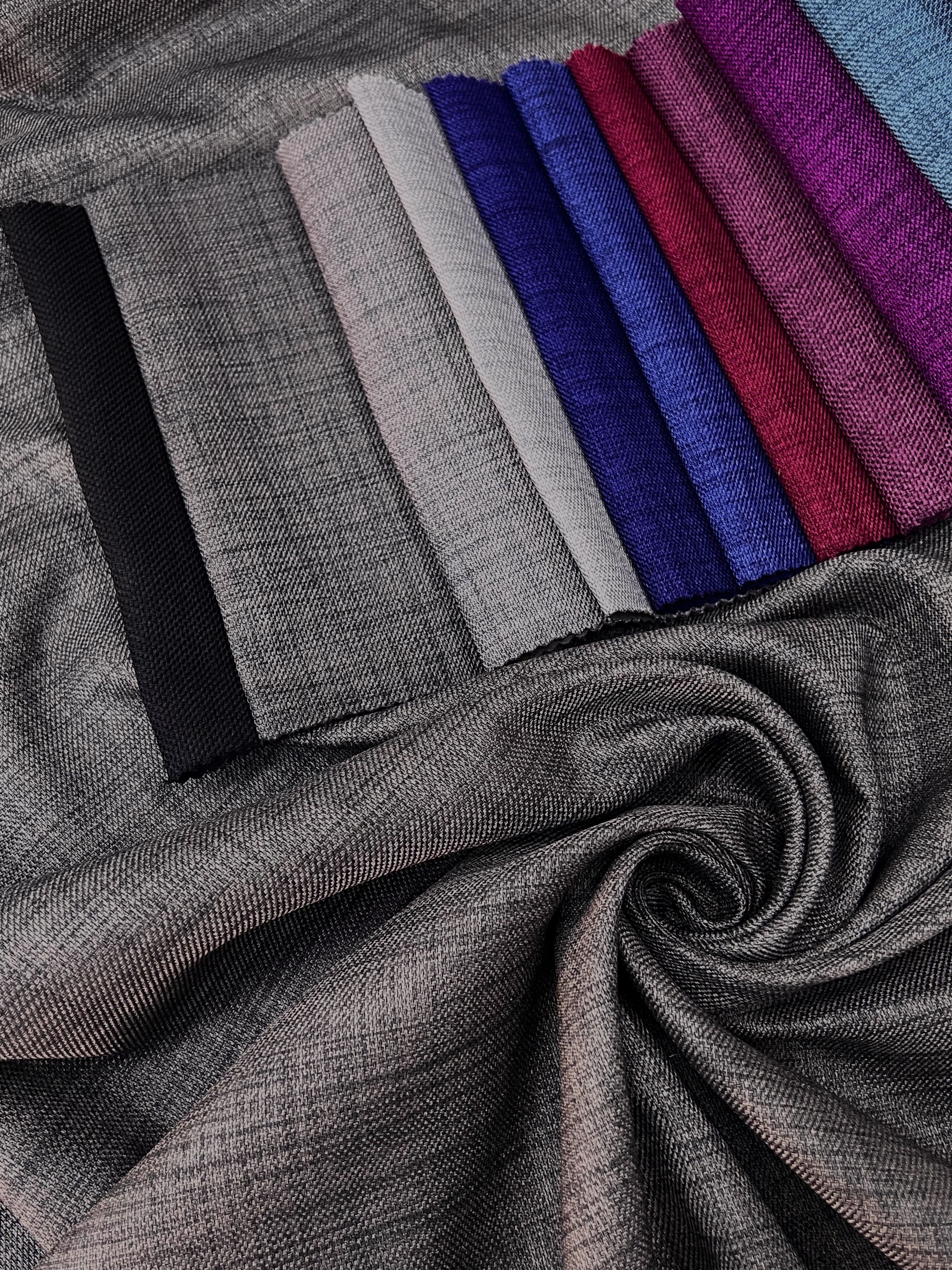 Plain linen curtain with blackout lining, graphite color