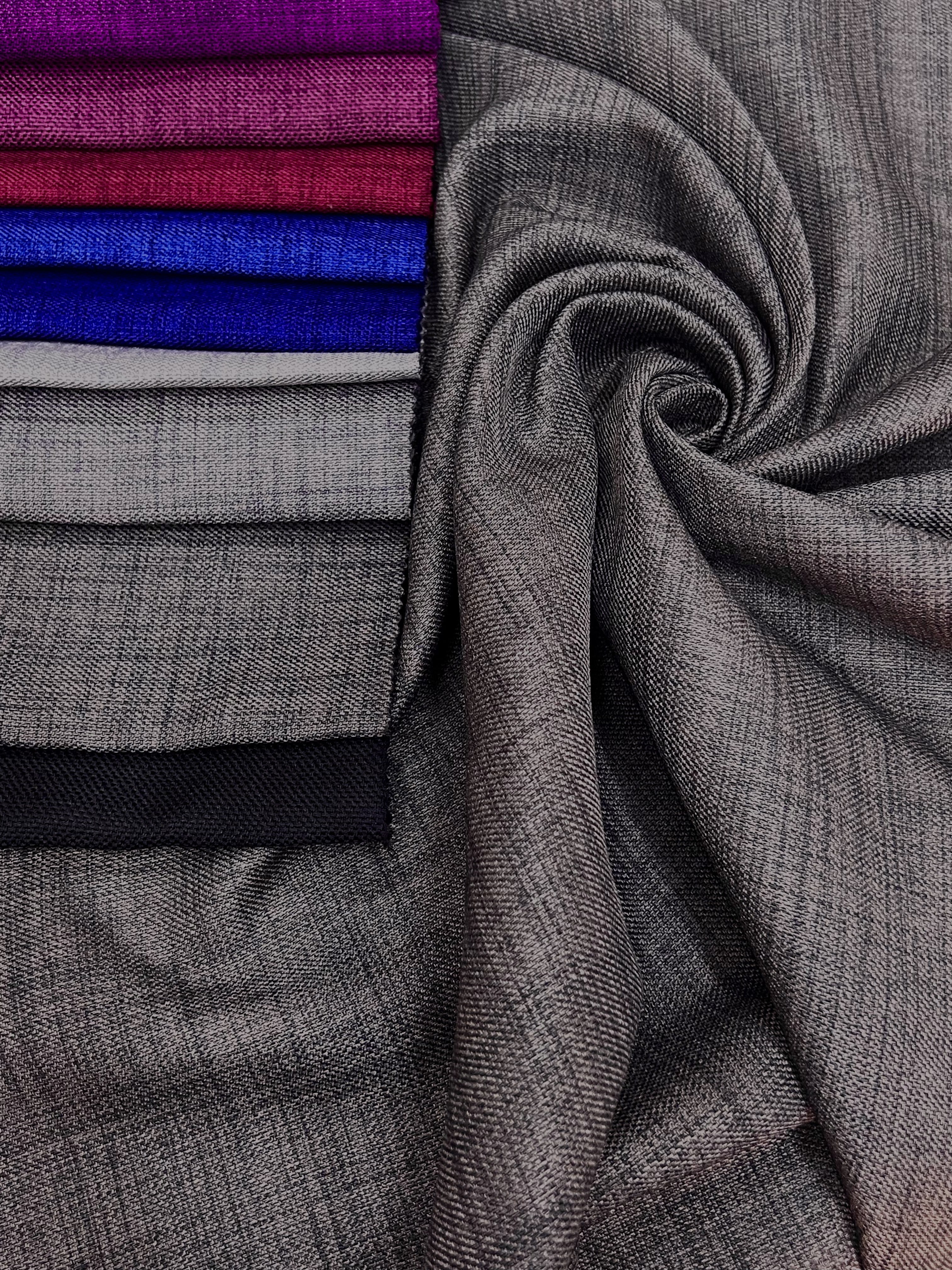 Plain linen curtain with blackout lining, graphite color