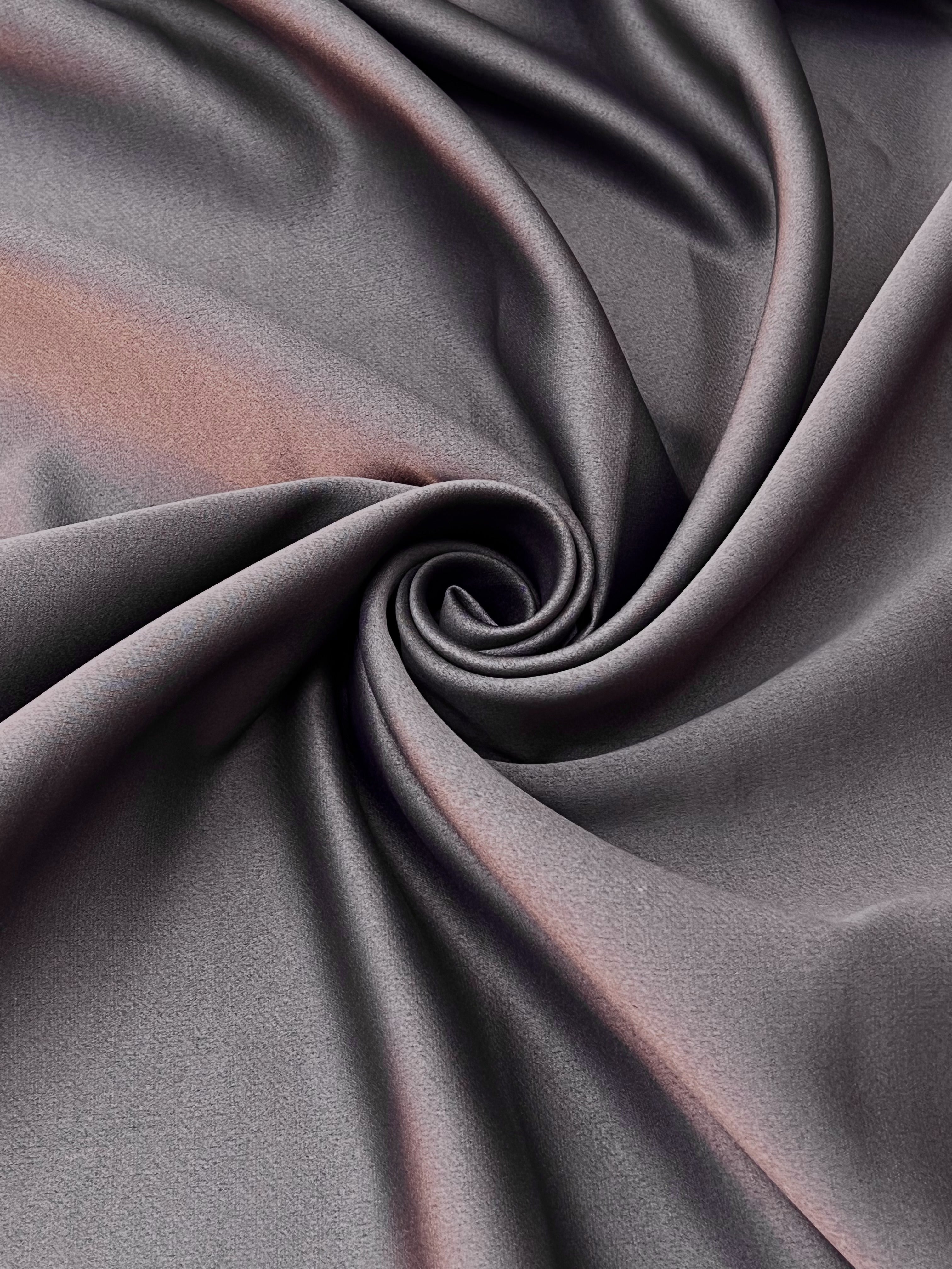 Plain linen curtain with blackout lining, graphite color