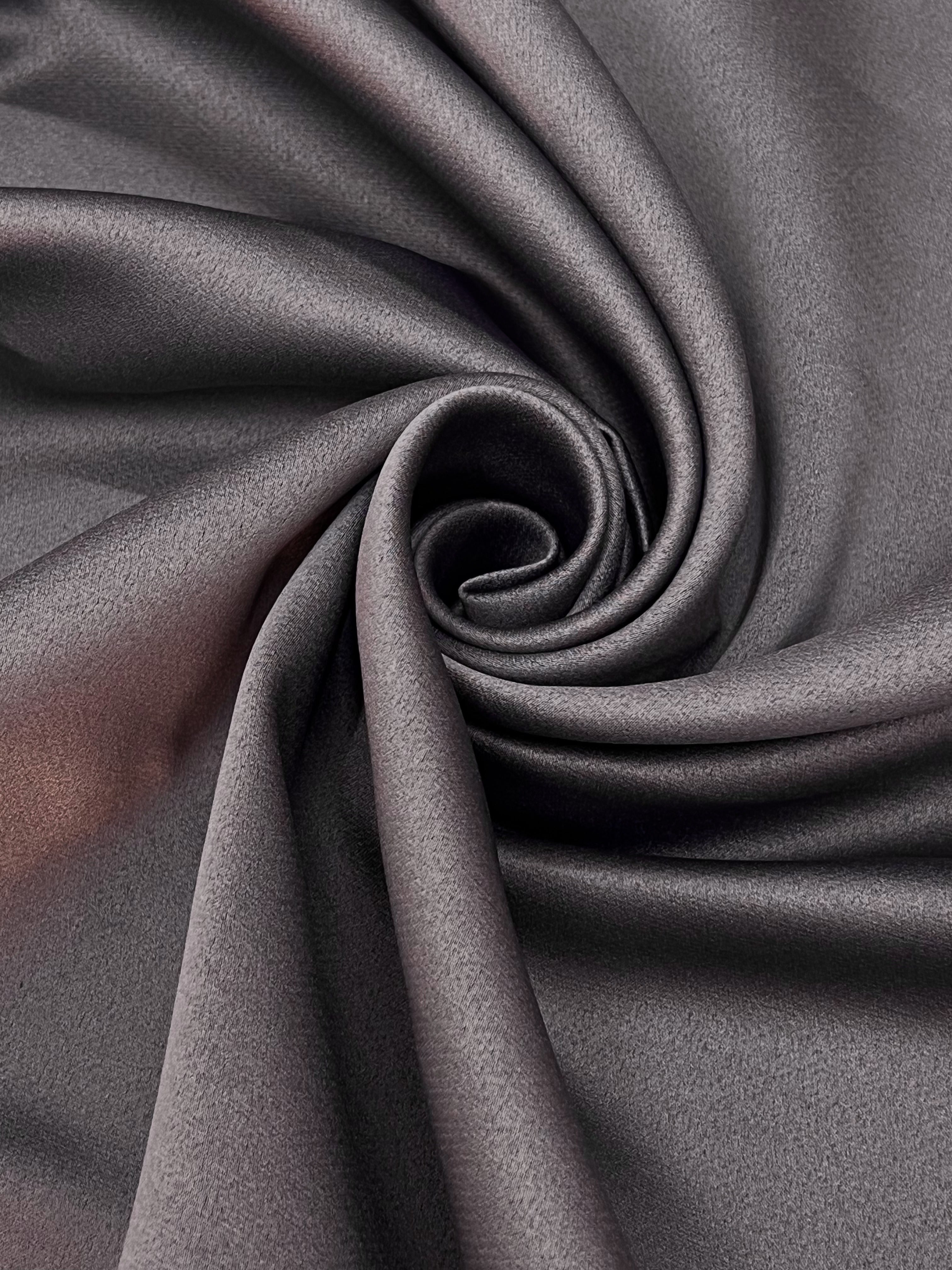 Plain linen curtain with blackout lining, graphite color