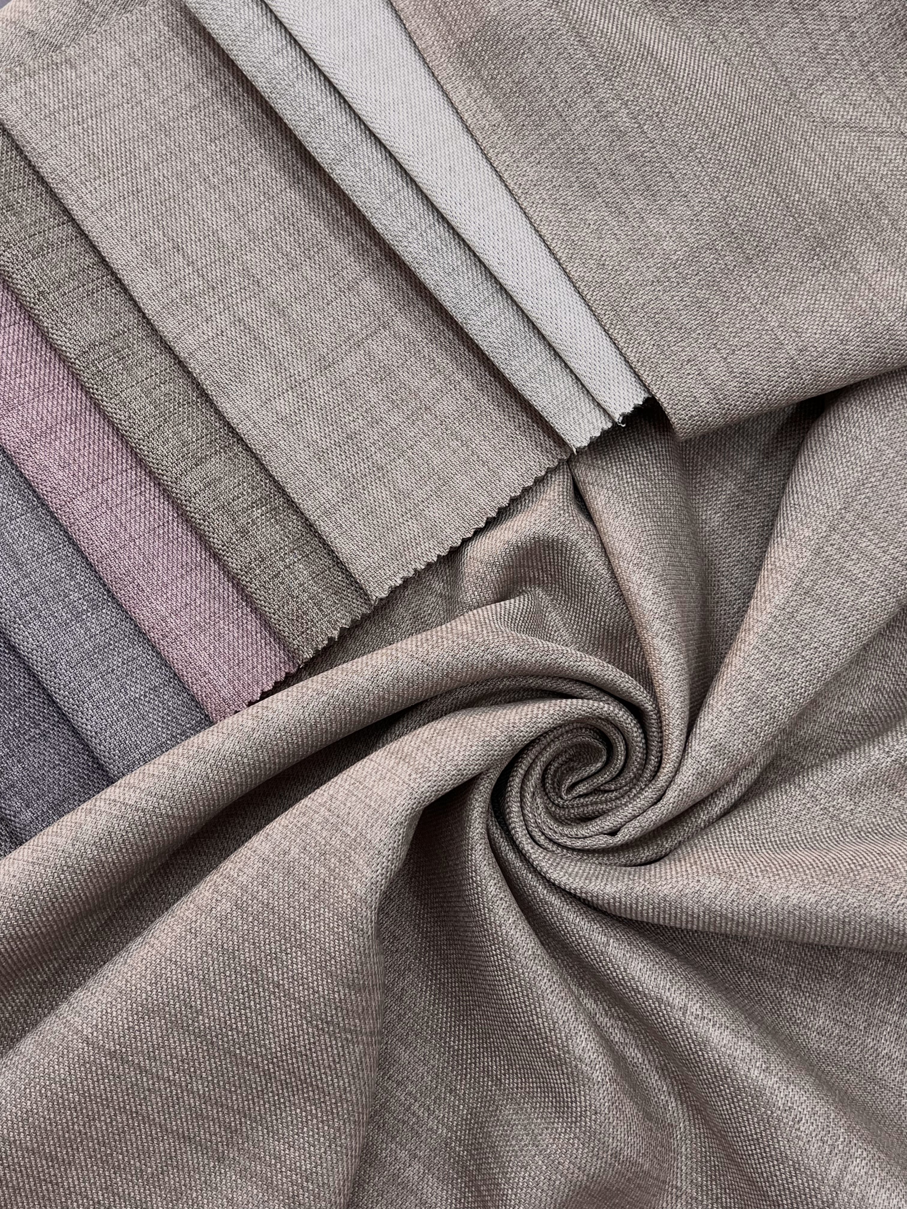 Plain linen curtain with blackout lining, cappuccino color